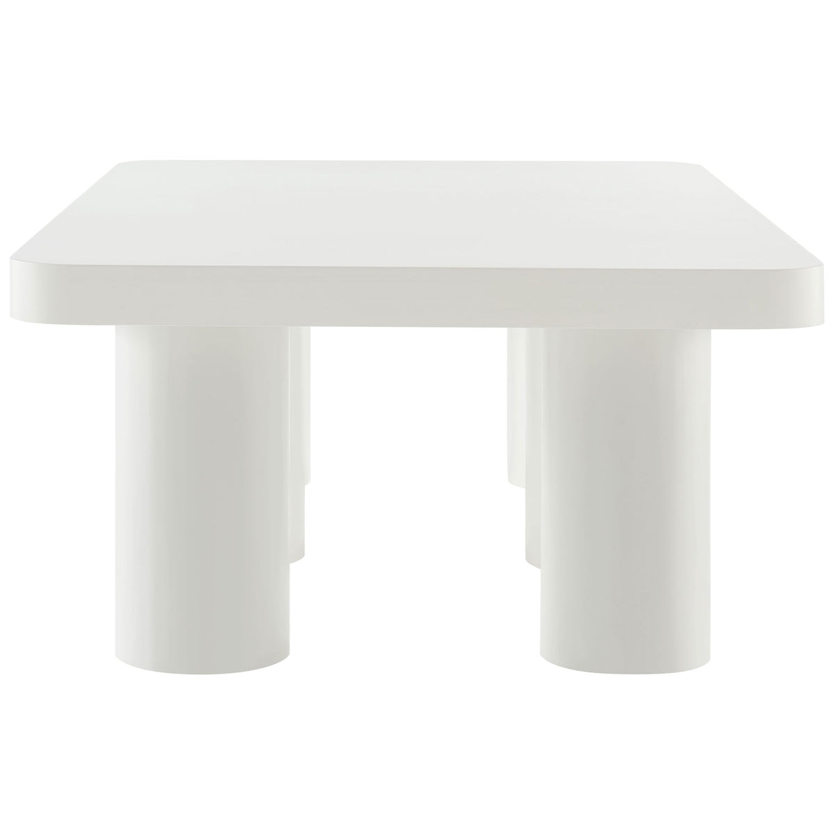 Sculptural white table with thick rounded top and clustered column legs || EEI-7072-WHI || side_studio
