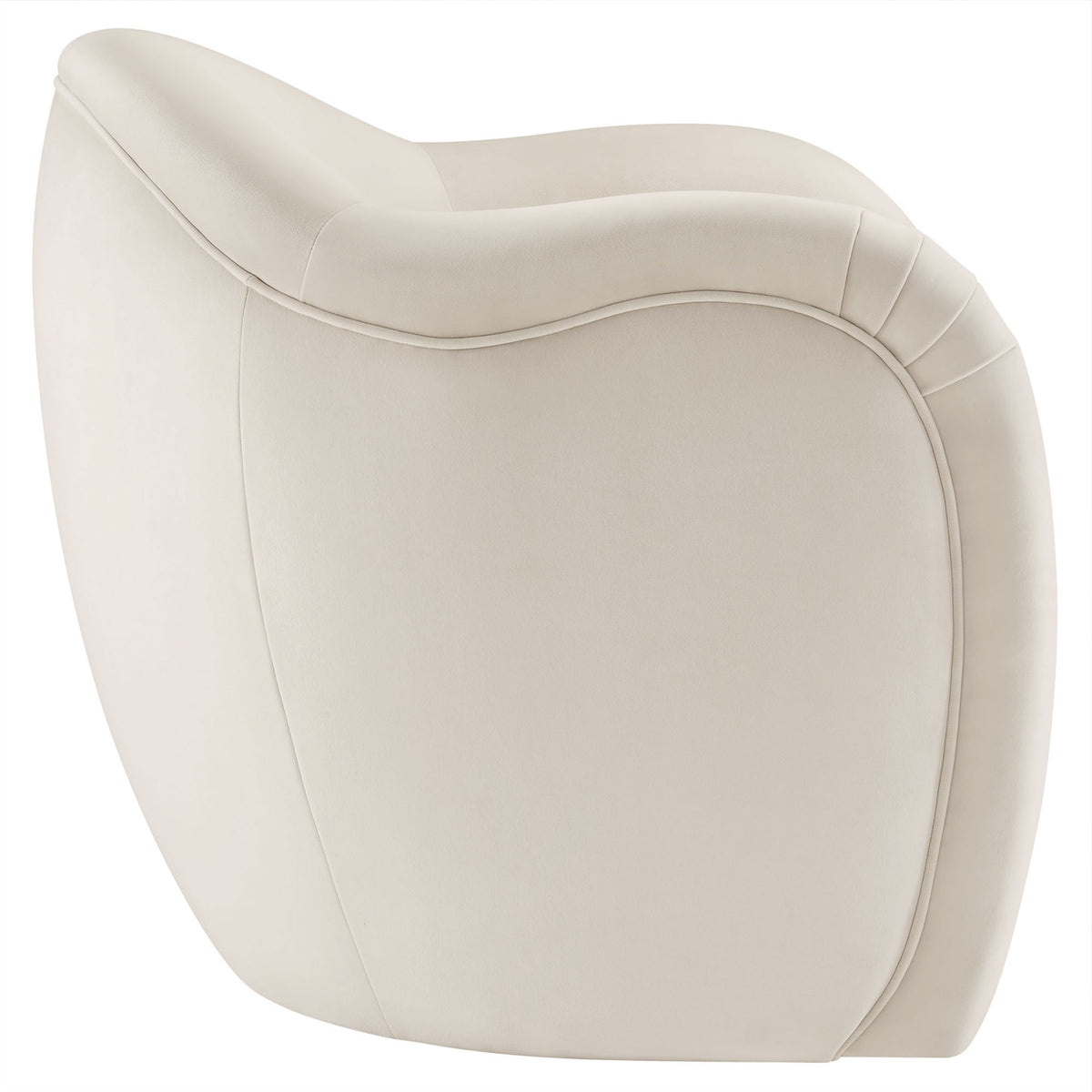 Softly curved back with tailored piping and seamless velvet finish in a modern barrel silhouette || EEI-7074-ALA || back_angle_studio