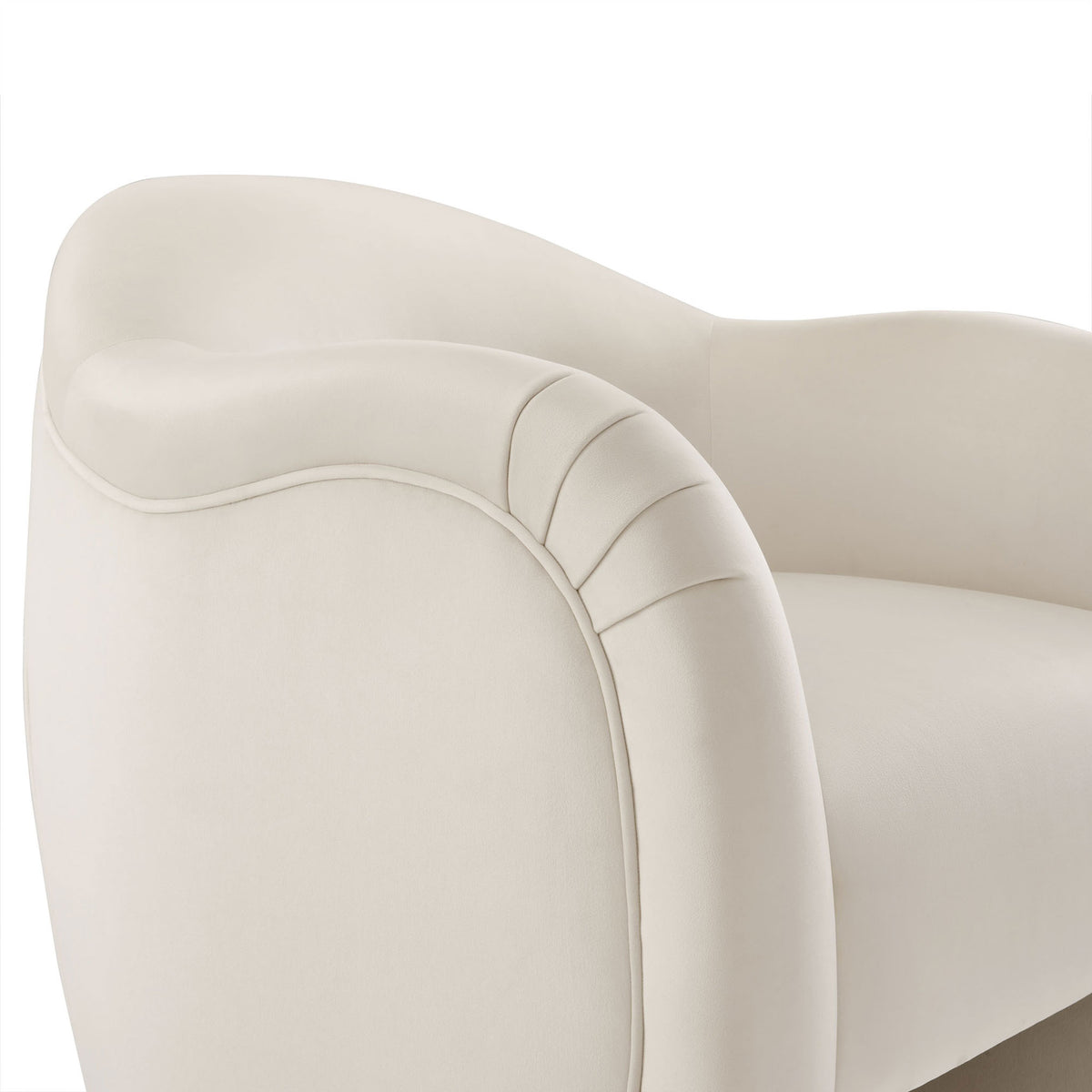 Pleated arm and French piping highlighted in plush performance velvet || EEI-7074-ALA || detail_studio
