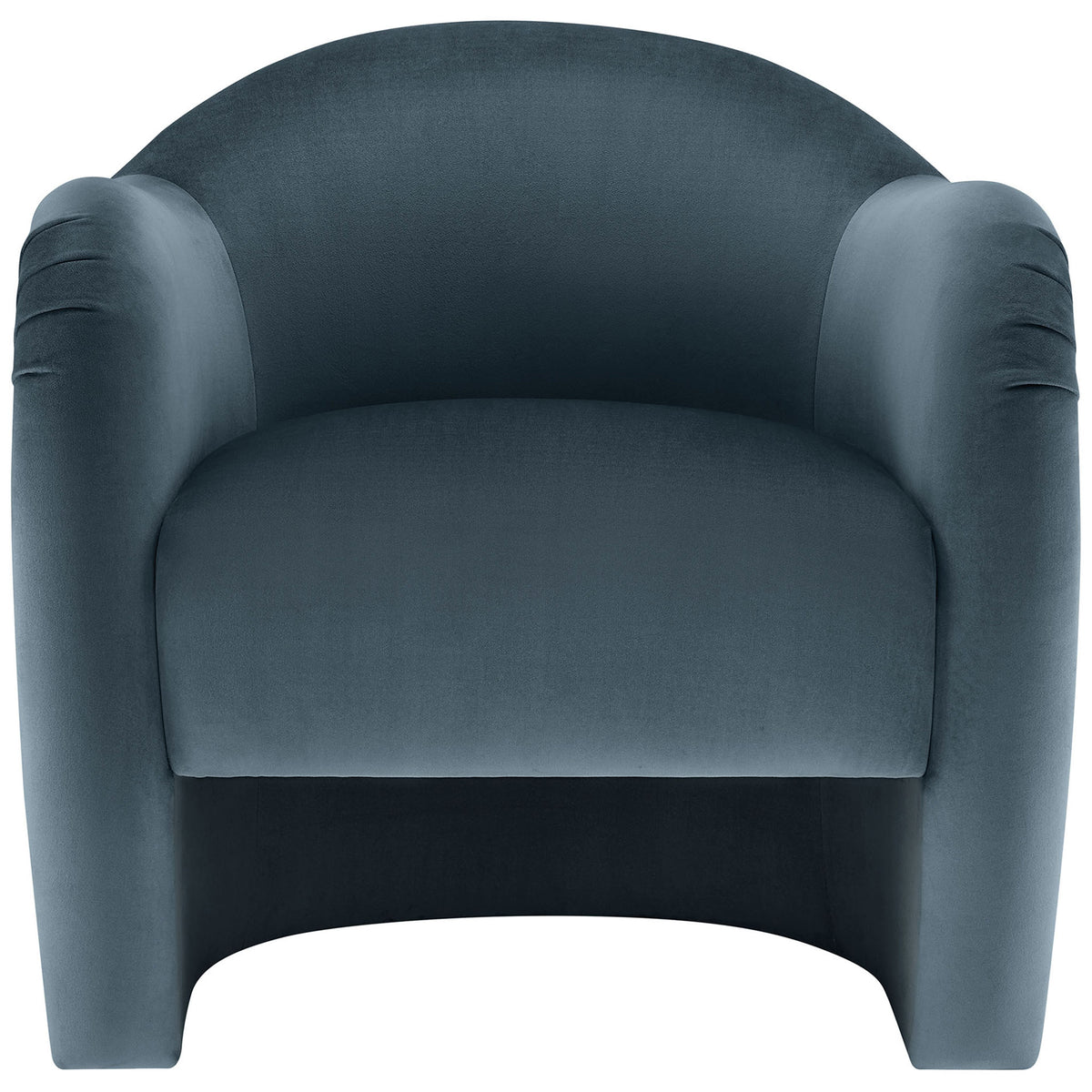 Rounded barrel silhouette in cadet blue velvet with a plush, supportive seat || EEI-7074-CAB || front_studio
