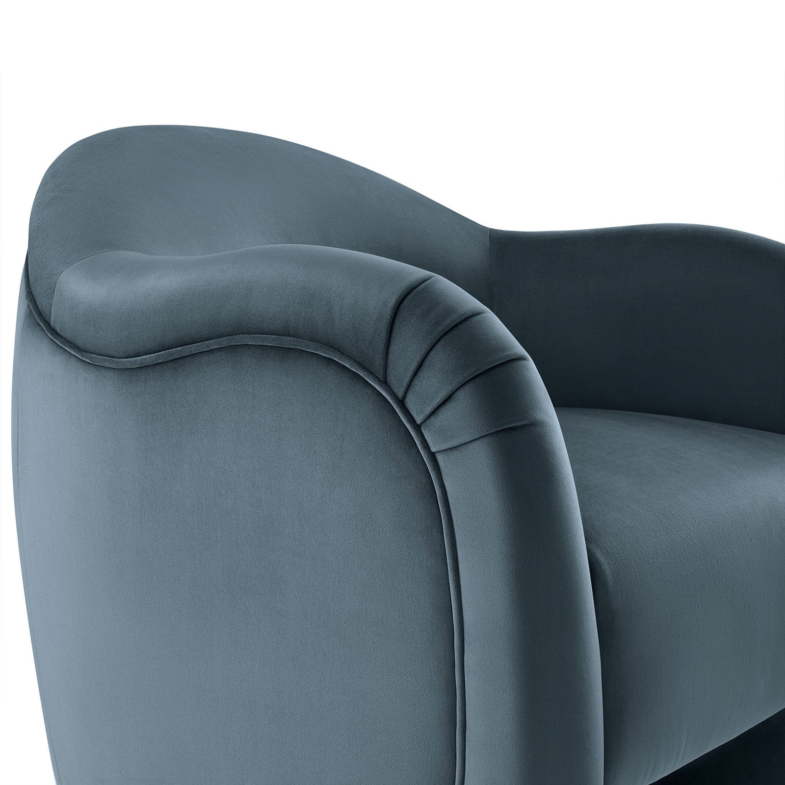 Pleated arm and refined piping deliver tailored texture on the soft velvet upholstery || EEI-7074-CAB || detail_studio