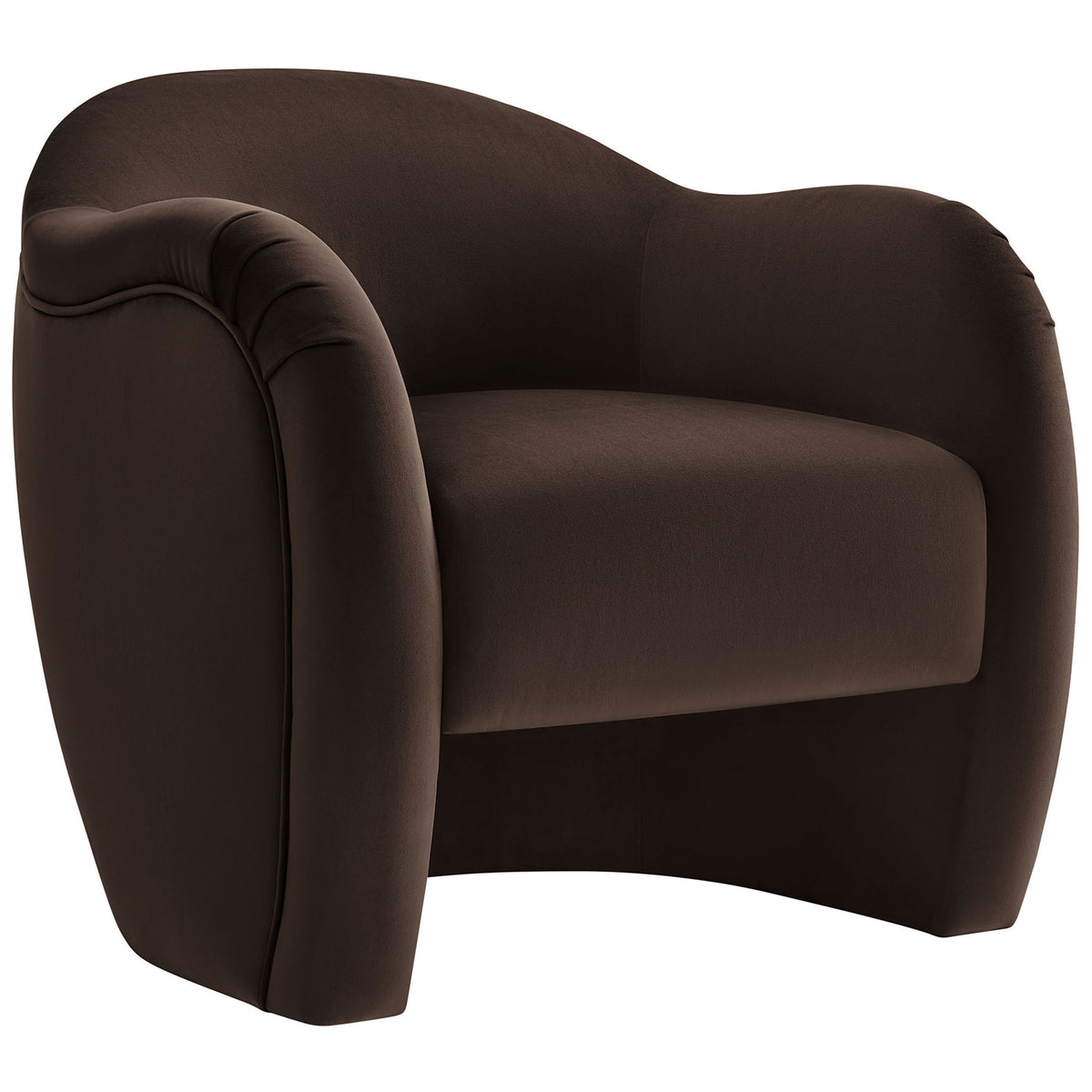 Inviting wide seat and enveloping arms for cozy lounge comfort. || EEI-7074-CHB || front_angle_studio