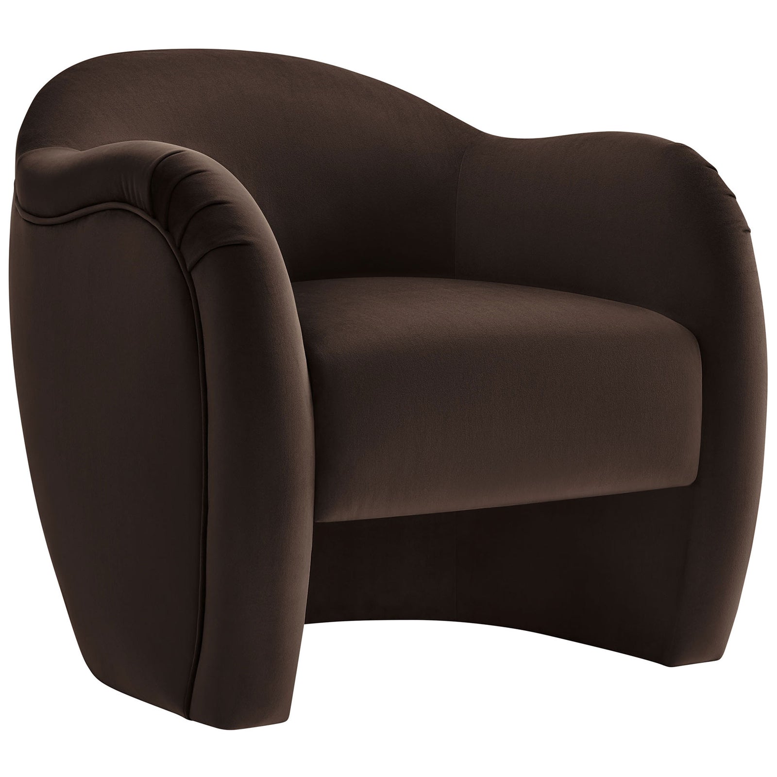 Inviting wide seat and enveloping arms for cozy lounge comfort. || EEI-7074-CHB || front_angle_studio