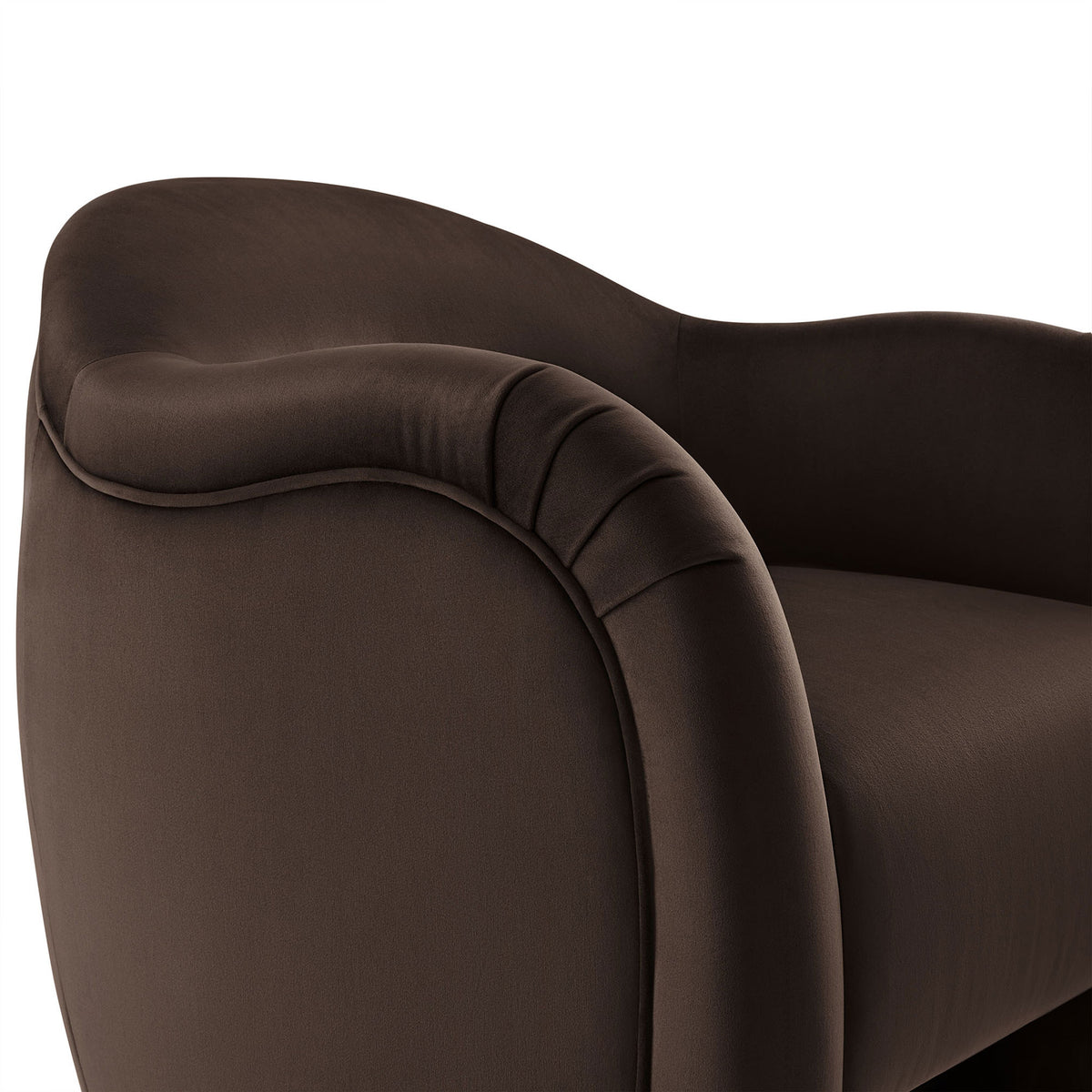 Close-up of pleated French piping and velvety texture. || EEI-7074-CHB || detail_studio