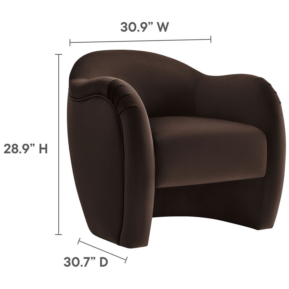 Dimensions: 30.9 in. W x 30.7 in. D x 28.9 in. H for compact, comfortable seating. || EEI-7074-CHB || dimension_studio