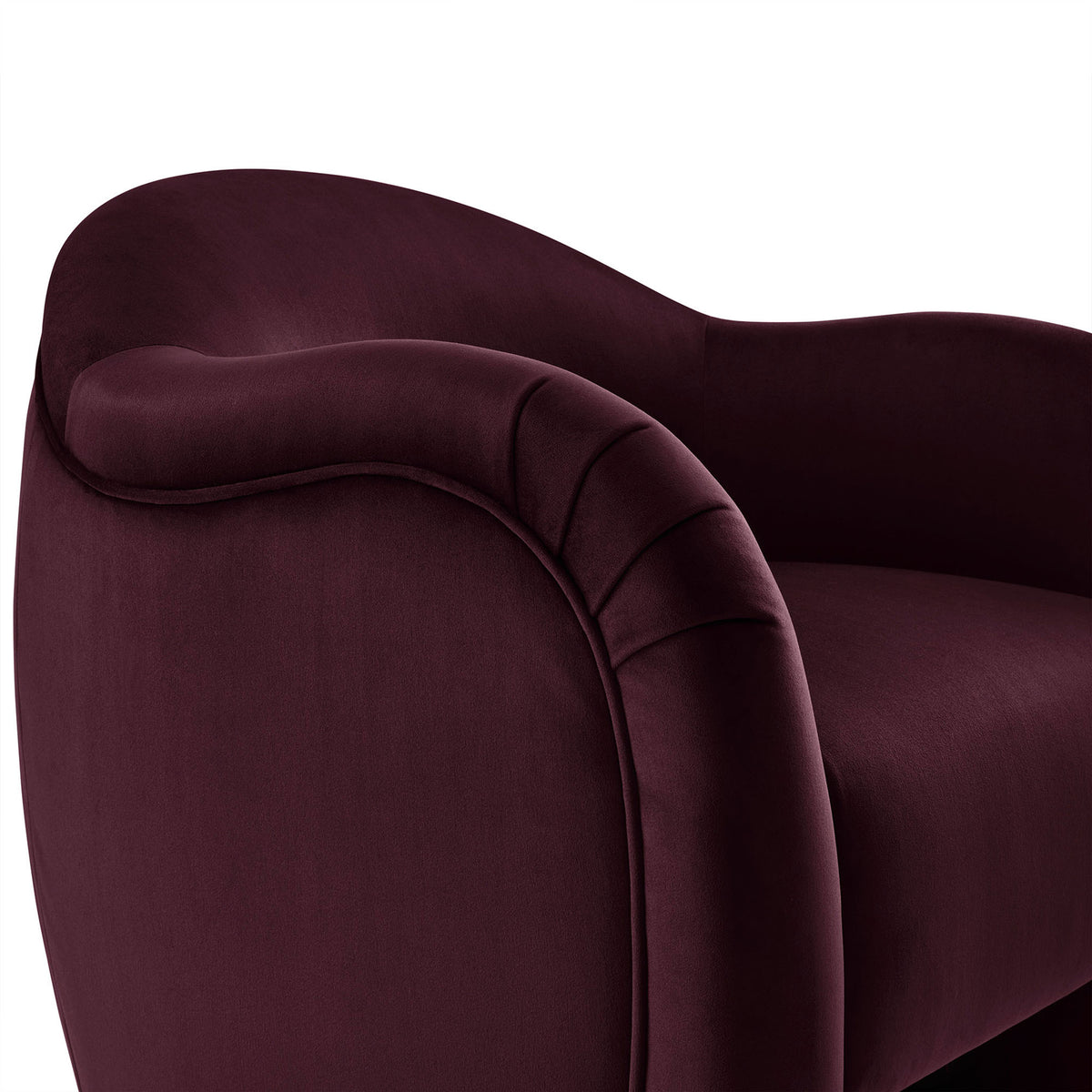 Pleated arm detailing and French piping in soft performance velvet || EEI-7074-MUL || detail_studio
