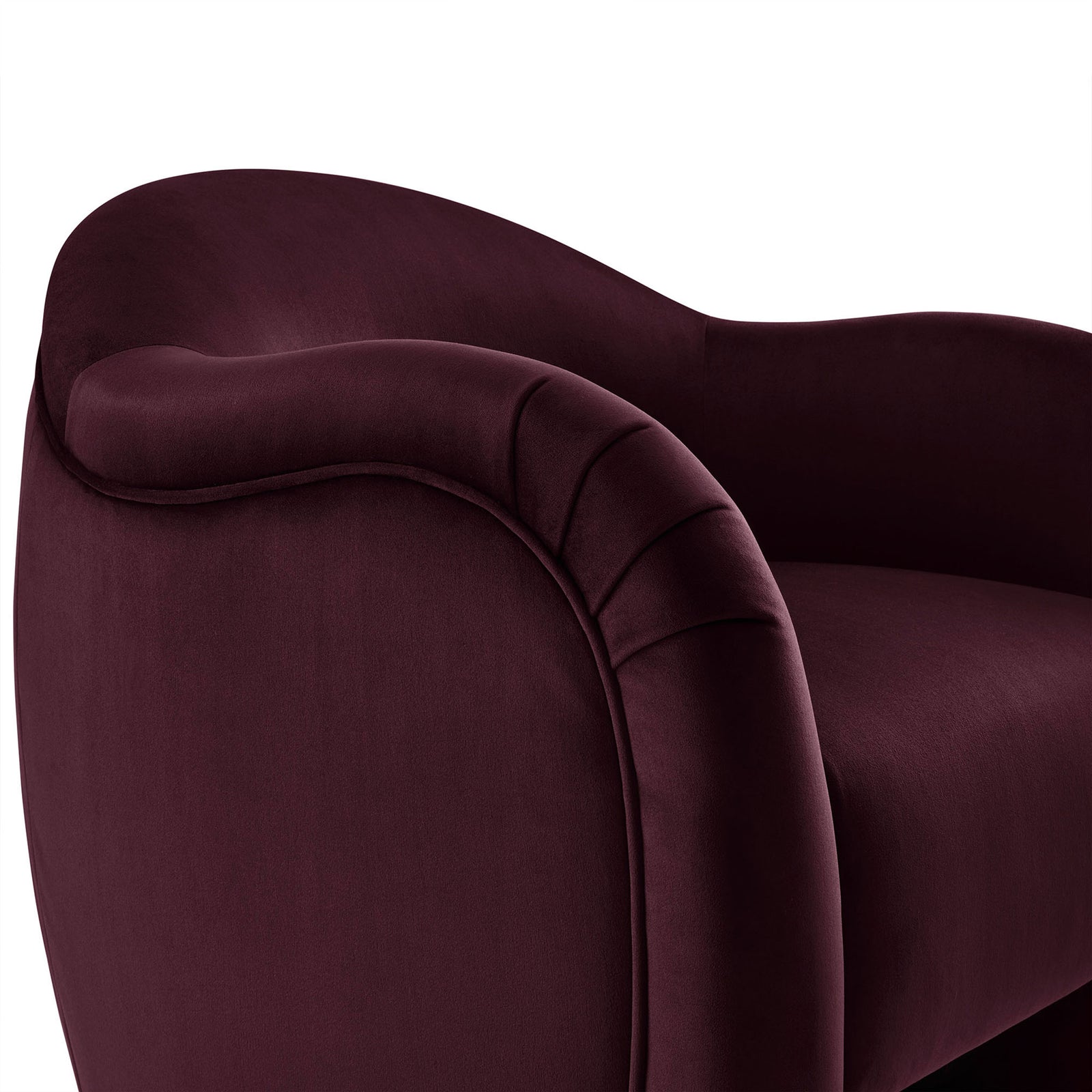 Pleated arm detailing and French piping in soft performance velvet || EEI-7074-MUL || detail_studio