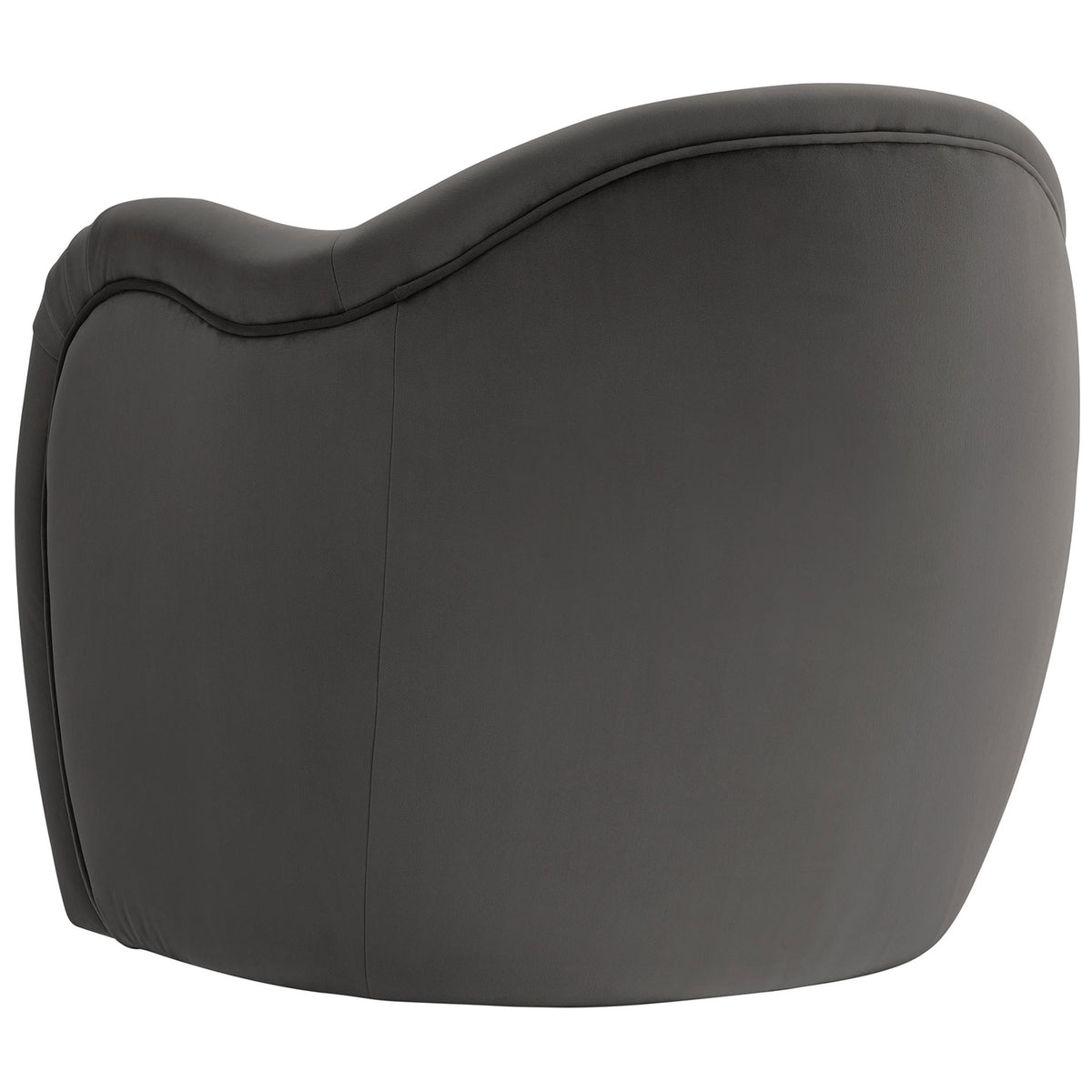 Clean, continuous back profile highlights the chair's rounded form and soft storm gray velvet || EEI-7074-STG || back_studio