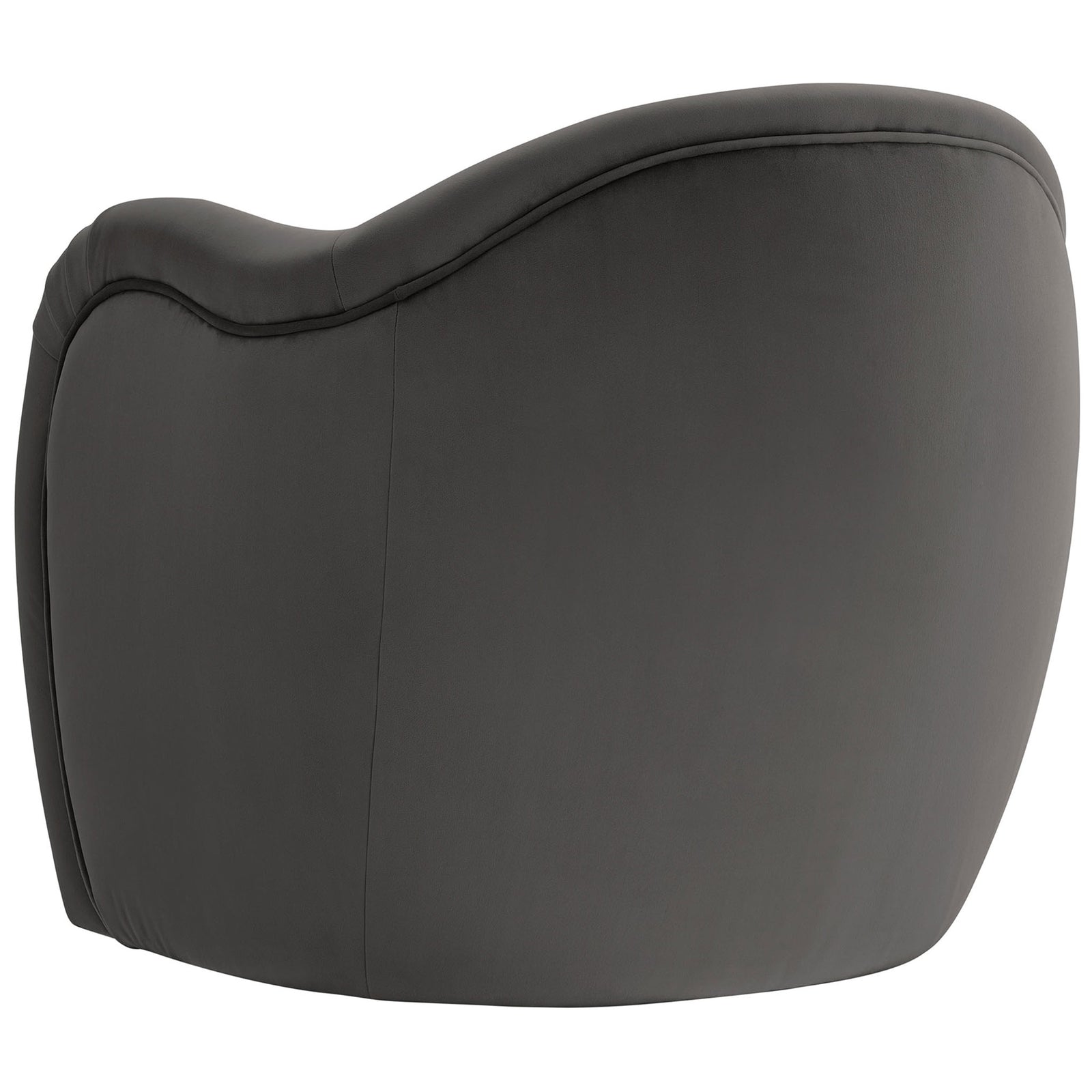 Clean, continuous back profile highlights the chair's rounded form and soft storm gray velvet || EEI-7074-STG || back_studio