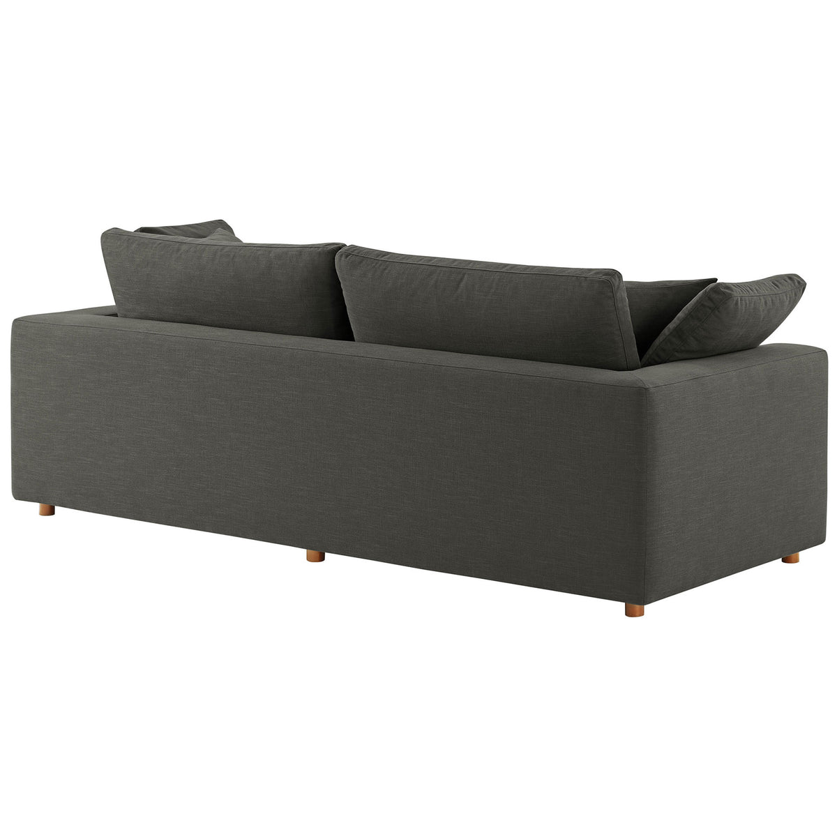 Clean-lined gray sleeper sofa with smooth tailored back and low-profile wood feet || EEI-7080-GRY || back_angle_studio