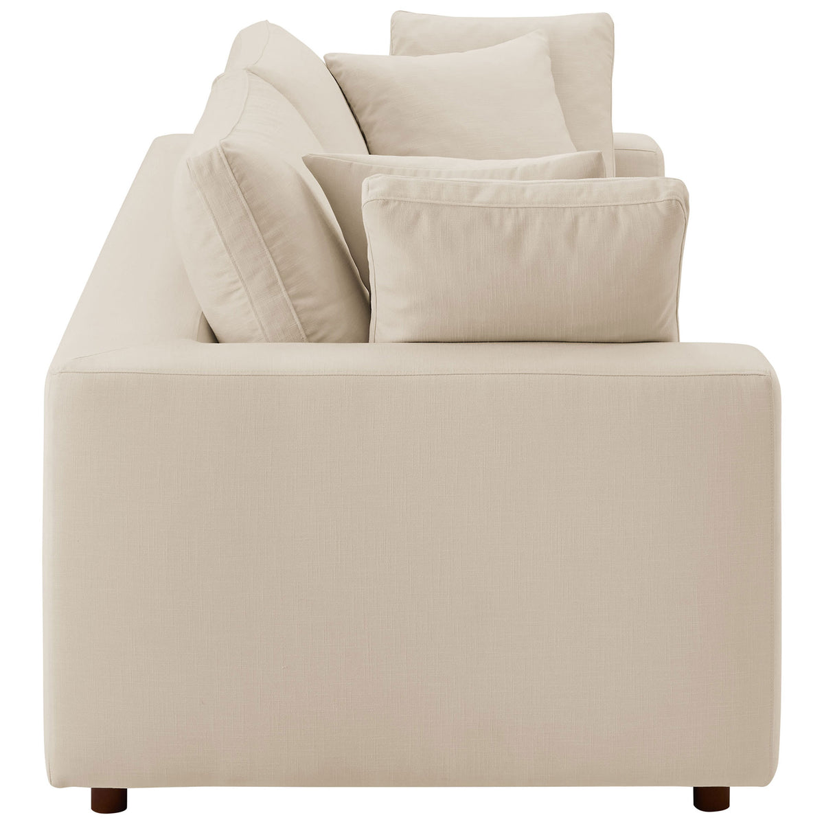 Light beige sleeper sofa highlighting the thickly padded track arm and clean boxy silhouette || EEI-7080-LBG || side_studio