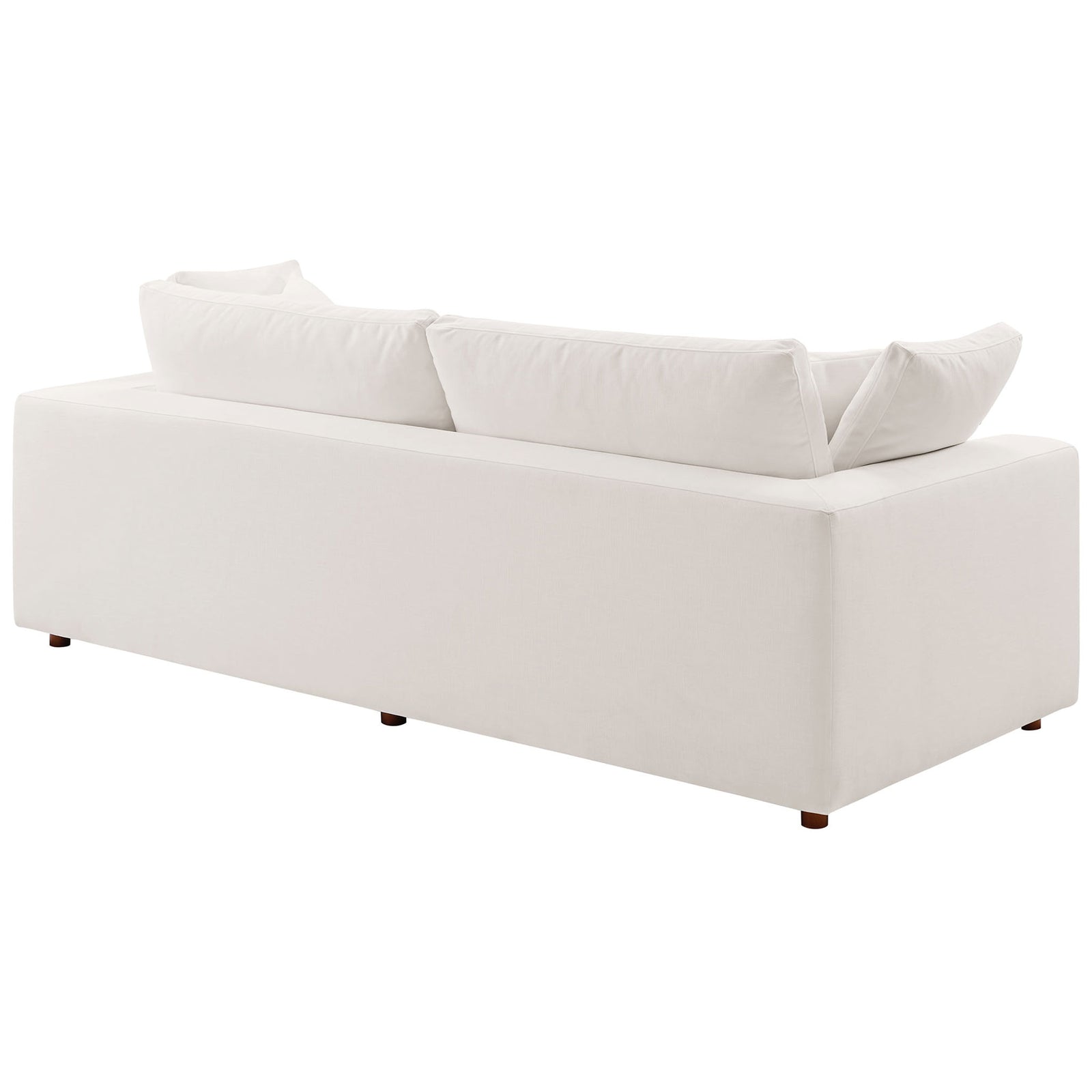 Smooth upholstered back and clean silhouette give this white sleeper sofa a sleek modern presence || EEI-7080-PUW || back_angle_studio