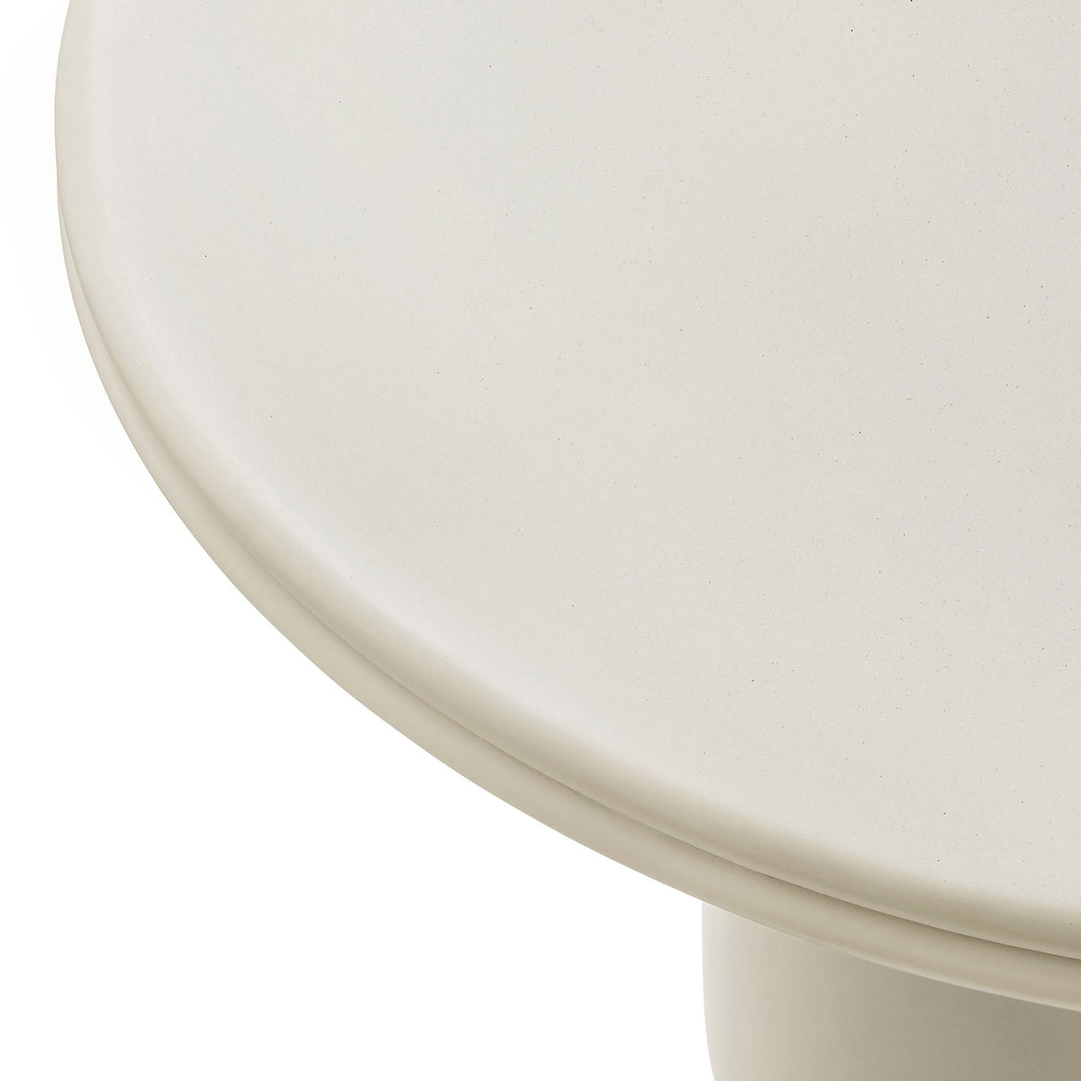 White concrete tabletop highlighting refined texture and sculpted double lip edge || EEI-7087-WHI || detail_studio