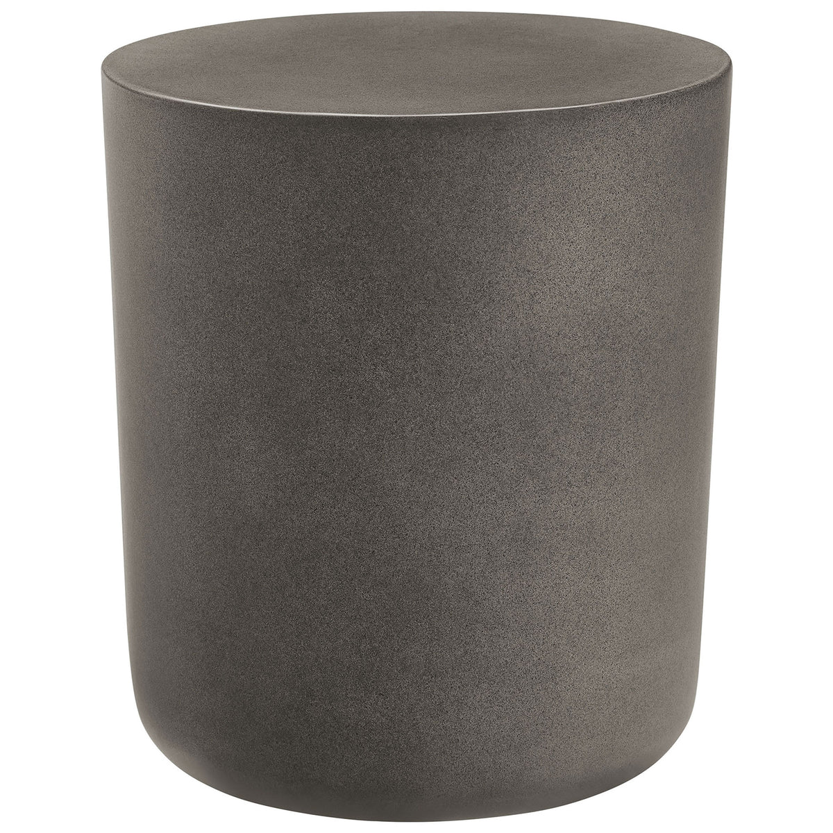 Brion gray concrete cylinder stool with smooth rounded edges for modern indoor or outdoor spaces || EEI-7088-GRY || front_studio