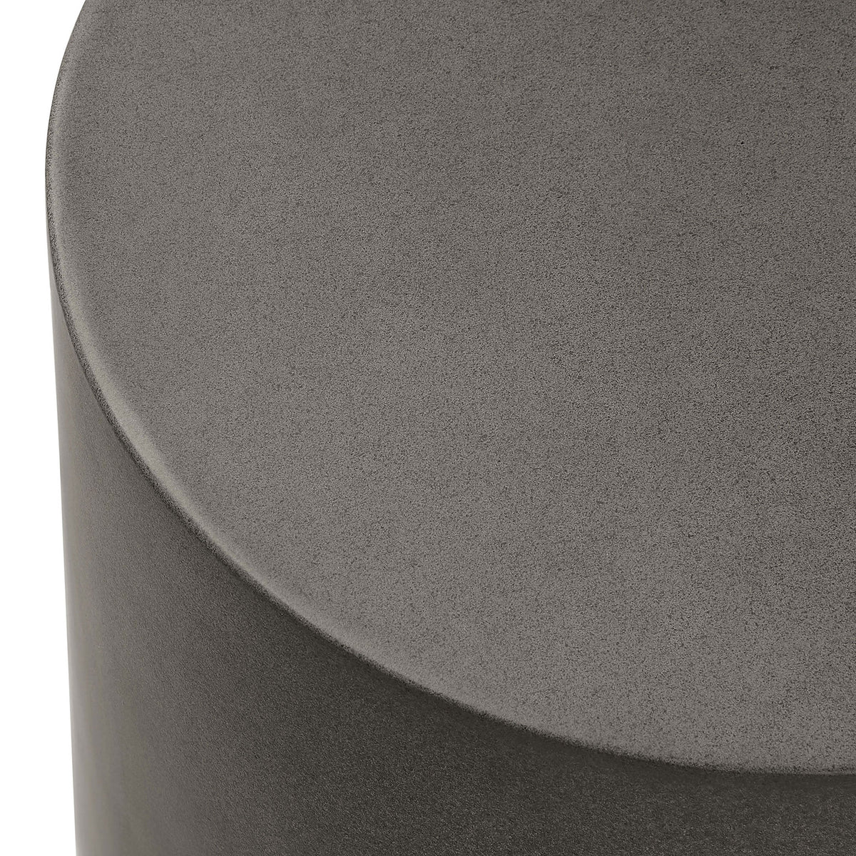 Surface detail of the Brion gray concrete stool showing its smooth stone texture and subtle color variation || EEI-7088-GRY || swatch_studio