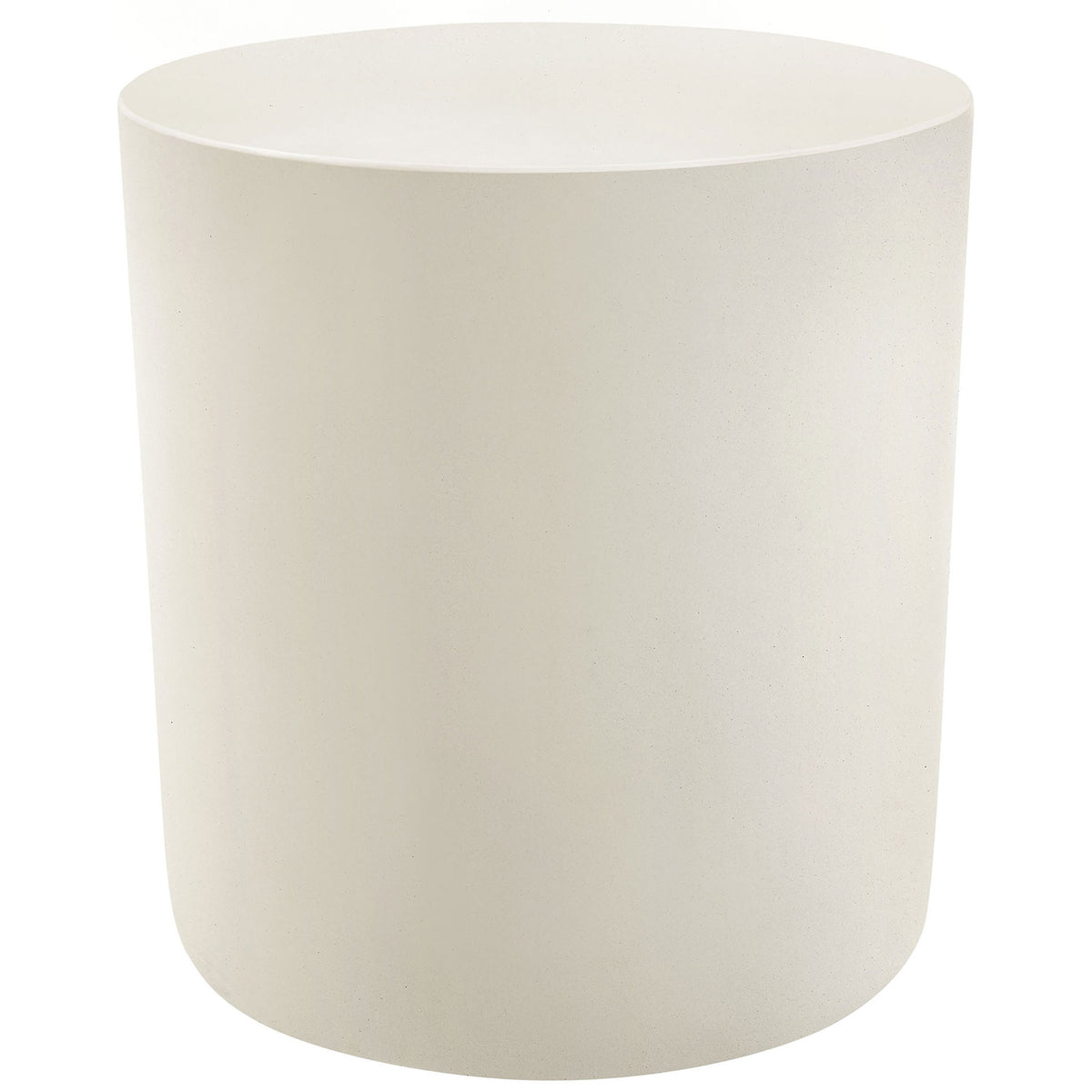 Brion white concrete cylinder stool with softly rounded silhouette for clean modern spaces || EEI-7088-WHI || front_studio