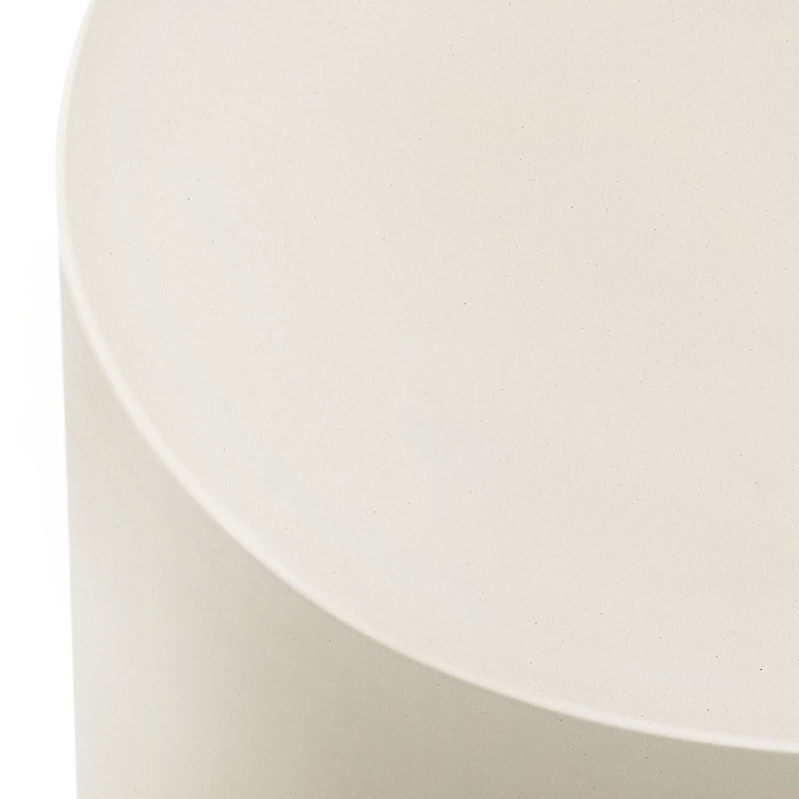 Surface detail of the Brion white concrete stool revealing its finely speckled stone texture || EEI-7088-WHI || swatch_studio