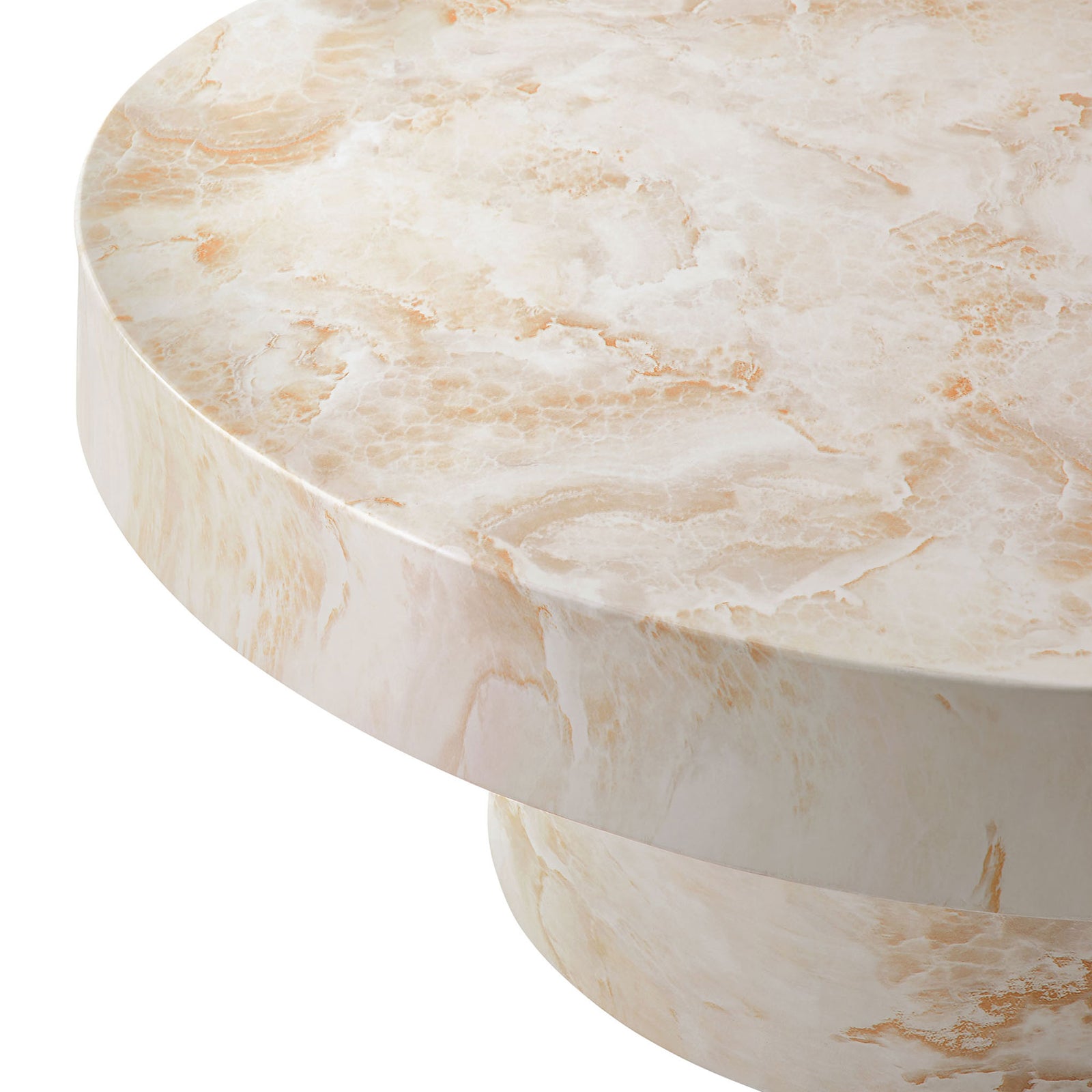Honey onyx faux stone tabletop highlighting softly layered cream and golden veining || EEI-7091-HYX || swatch_studio