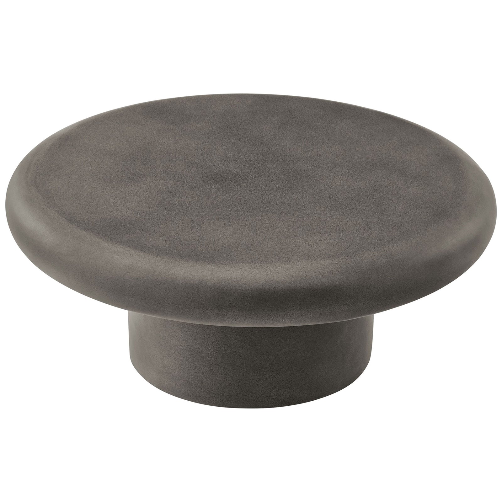 Spacious gray concrete round tabletop with soft bullnose edge offers ample room for decor and everyday use || EEI-7092-GRY || top_angle_studio