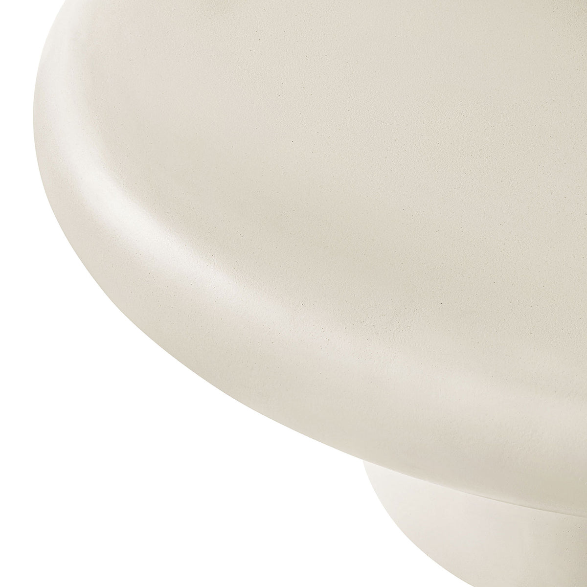 White concrete finish and rounded bullnose edge highlighting the table's smooth, refined texture and light tone || EEI-7092-WHI || swatch_studio