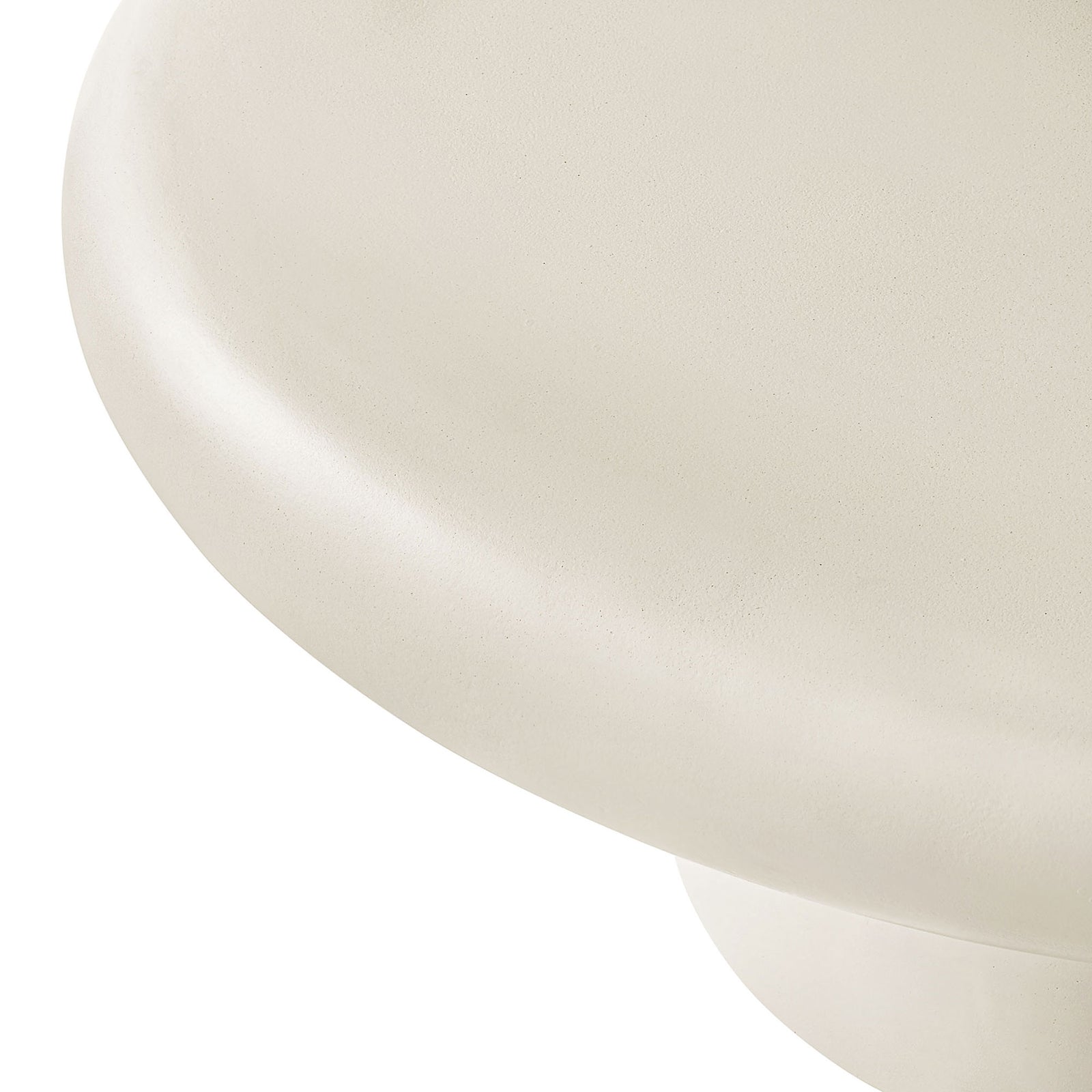 White concrete finish and rounded bullnose edge highlighting the table's smooth, refined texture and light tone || EEI-7092-WHI || swatch_studio
