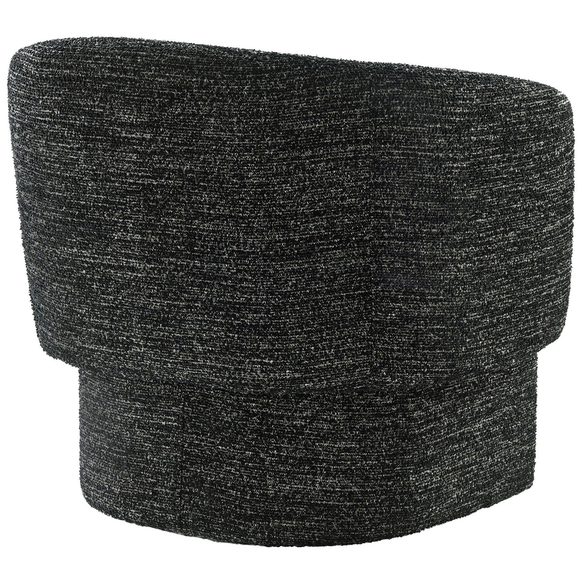 Continuous boucle upholstery with smooth rounded back and clean pedestal-style base || EEI-7100-CHA || back_studio