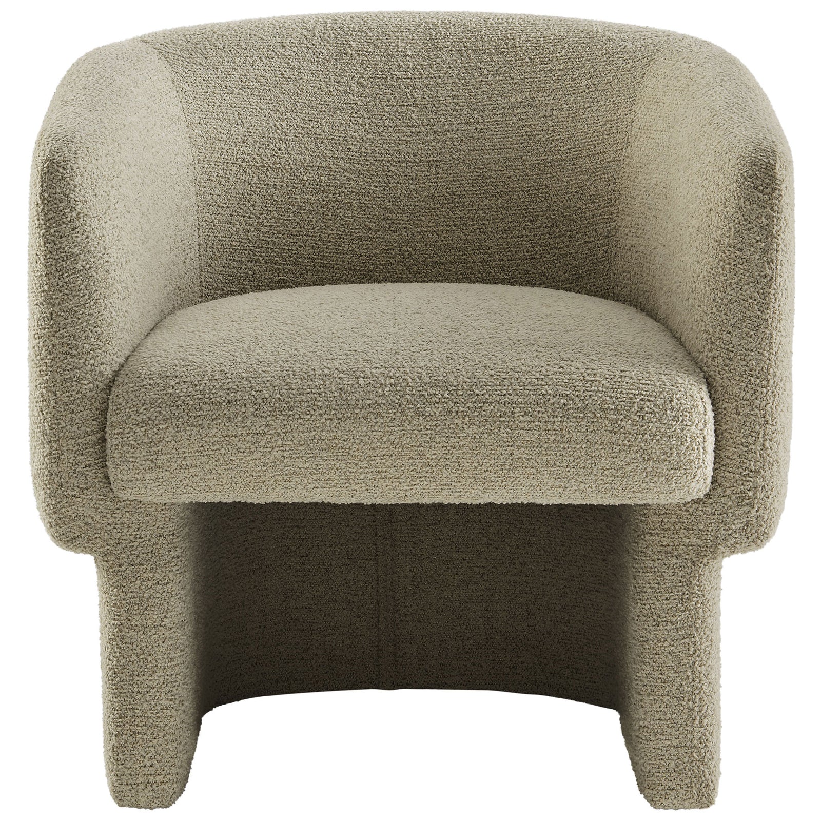 Curved barrel silhouette in cozy boucle with a wide, padded seat for inviting comfort || EEI-7100-CRK || front_studio