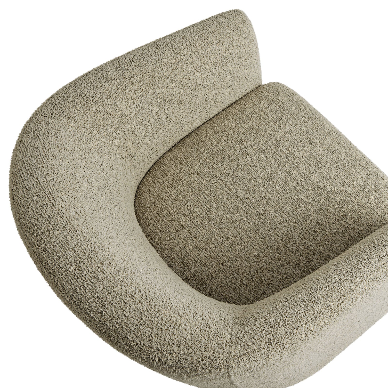 Thick foam seat and curved backrest wrapped in soft boucle for sink-in support || EEI-7100-CRK || detail_studio