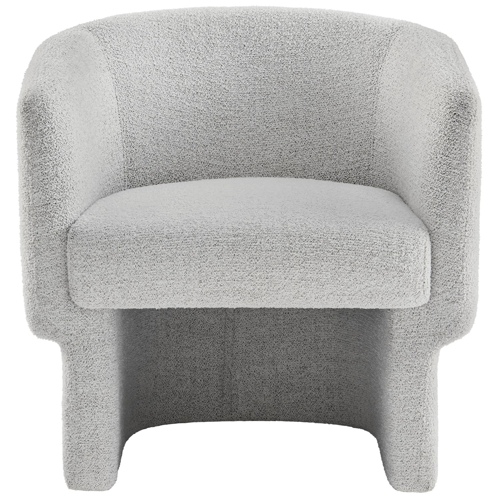 Cozy barrel accent chair with plush boucle upholstery, rounded back, and generous cushioned seat. || EEI-7100-NPT || front_studio