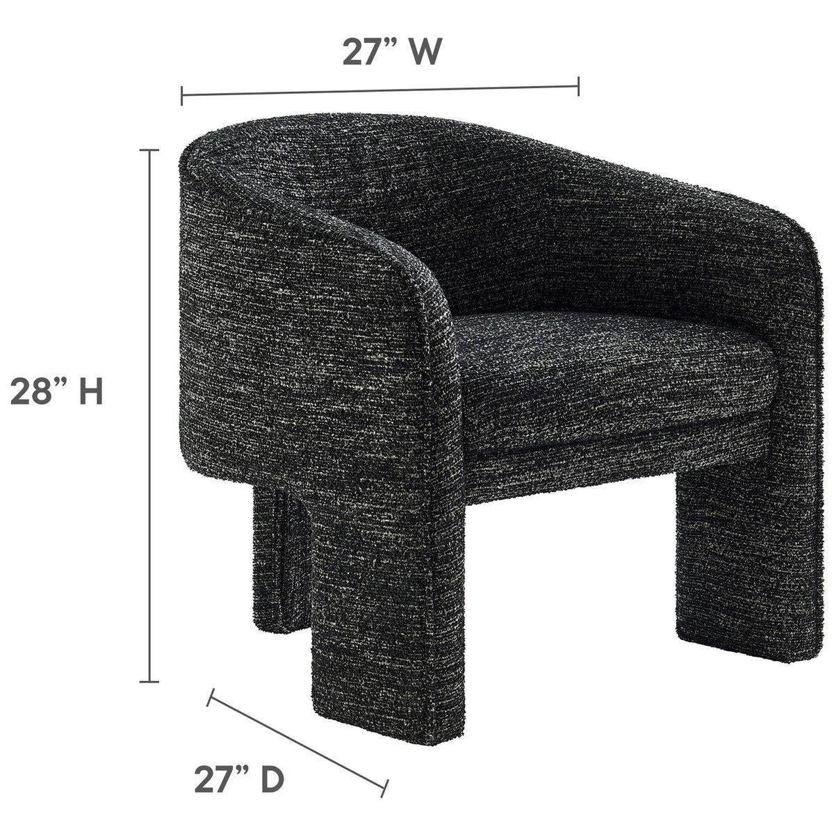 Compact proportions fit small spaces: 27 in W x 27 in D x 28 in H || EEI-7101-CHA || dimension_studio