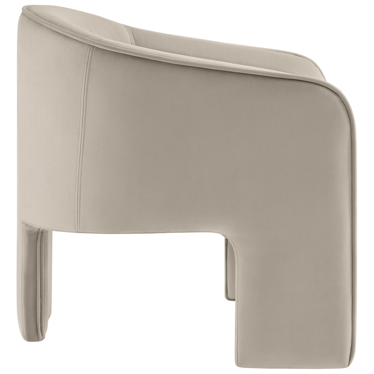 Streamlined profile showcases the wraparound backrest and distinctive three-leg silhouette || EEI-7102-ALM || side_studio