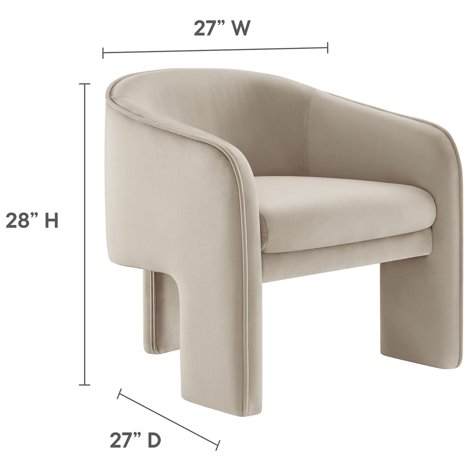 Compact accent chair sized to fit small spaces without sacrificing cushioned comfort || EEI-7102-ALM || dimension_studio