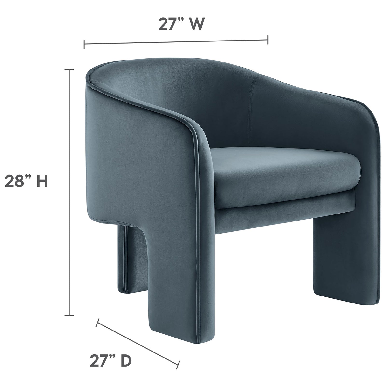 Compact 27 in. W x 27 in. D x 28 in. H profile offers generous seating in a space-saving design || EEI-7102-CAB || dimension_studio