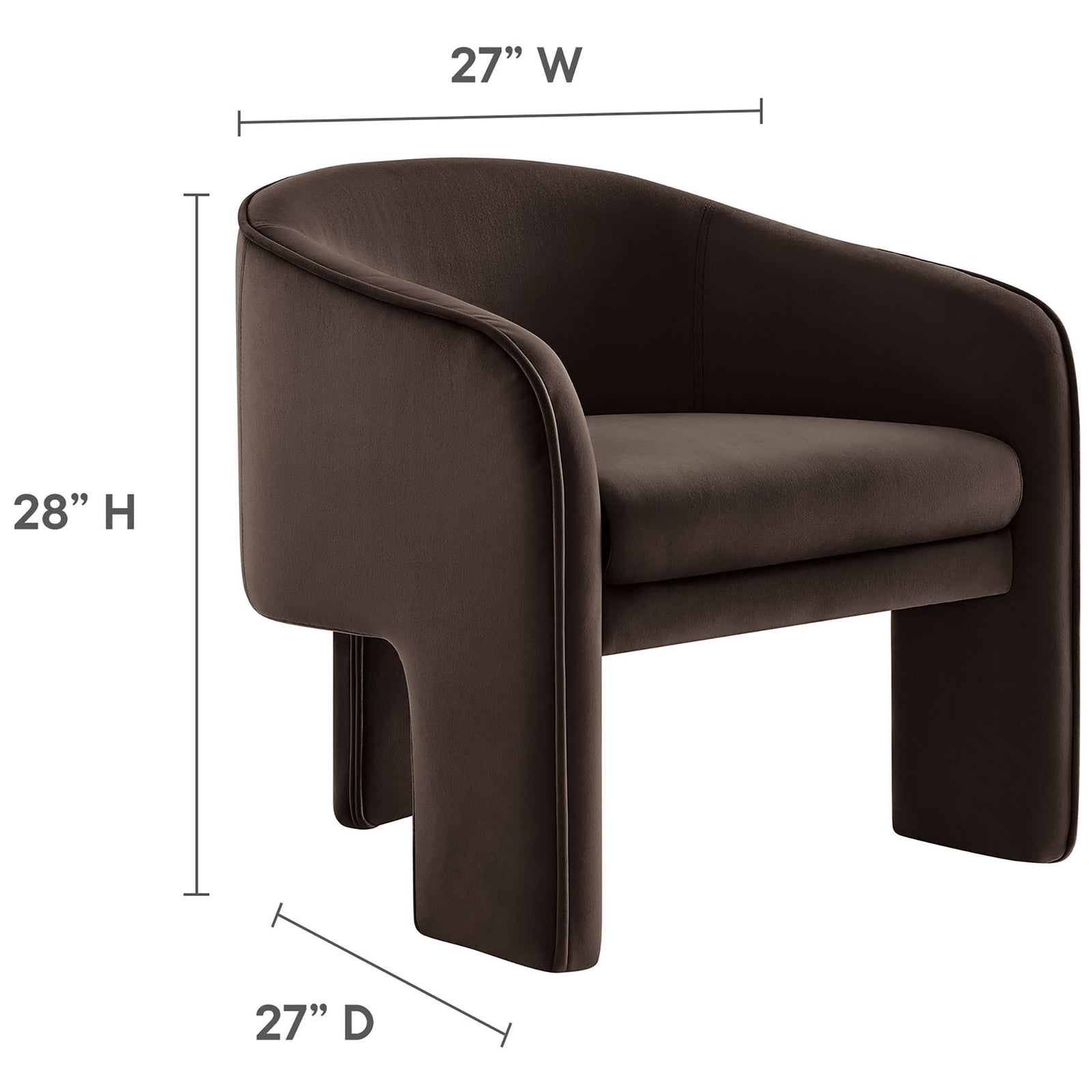 Compact 27 inch square frame and 28 inch height fit beautifully in small seating areas || EEI-7102-CHB || dimension_studio