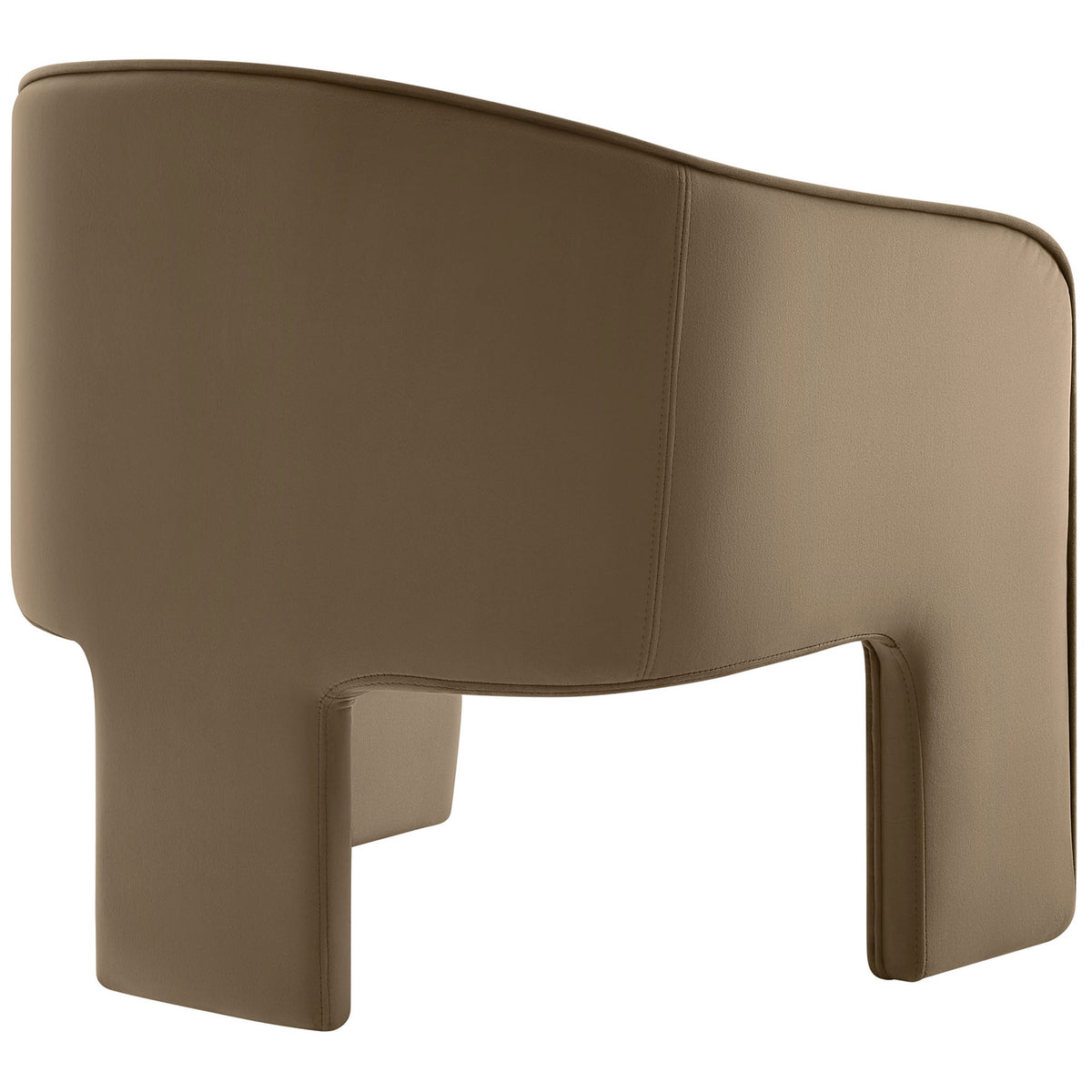 Curved wraparound back in taupe velvet with smooth lines and a stable center support for stylish poise || EEI-7102-TAU || back_studio