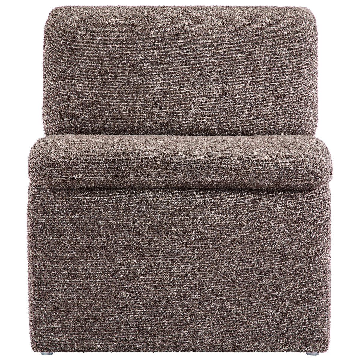 Sculptural boucle accent chair with a continuous curved silhouette and plush padded comfort || EEI-7103-ATQ || front_studio