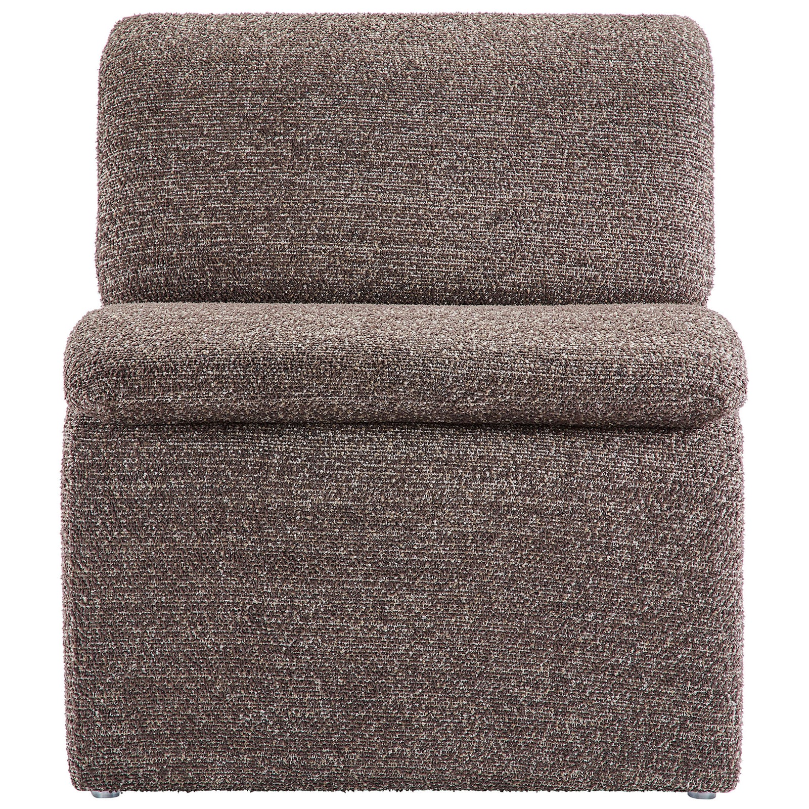 Sculptural boucle accent chair with a continuous curved silhouette and plush padded comfort || EEI-7103-ATQ || front_studio