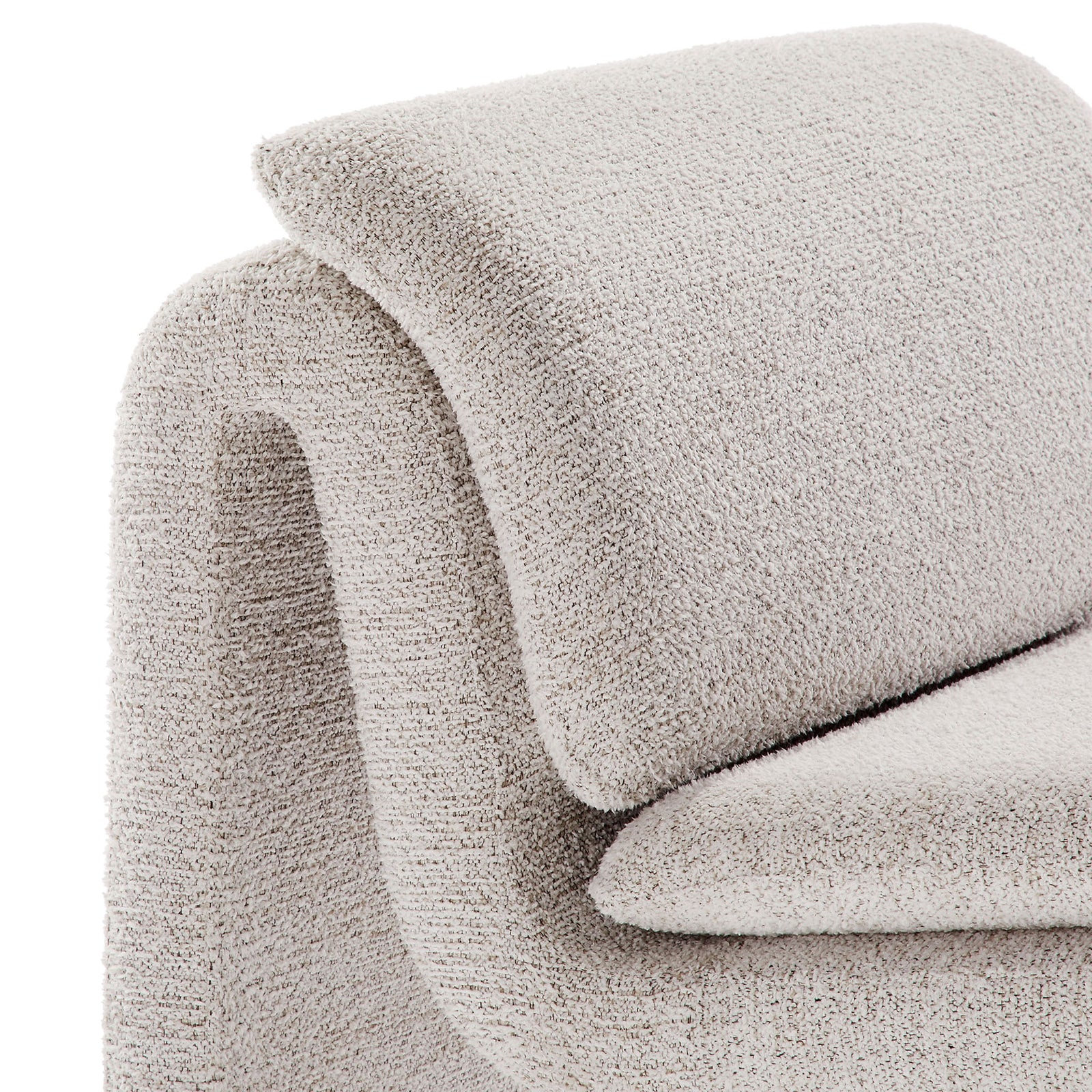 Nubby boucle upholstery and layered curves create a sculptural, tactile finish || EEI-7103-PCH || detail_studio