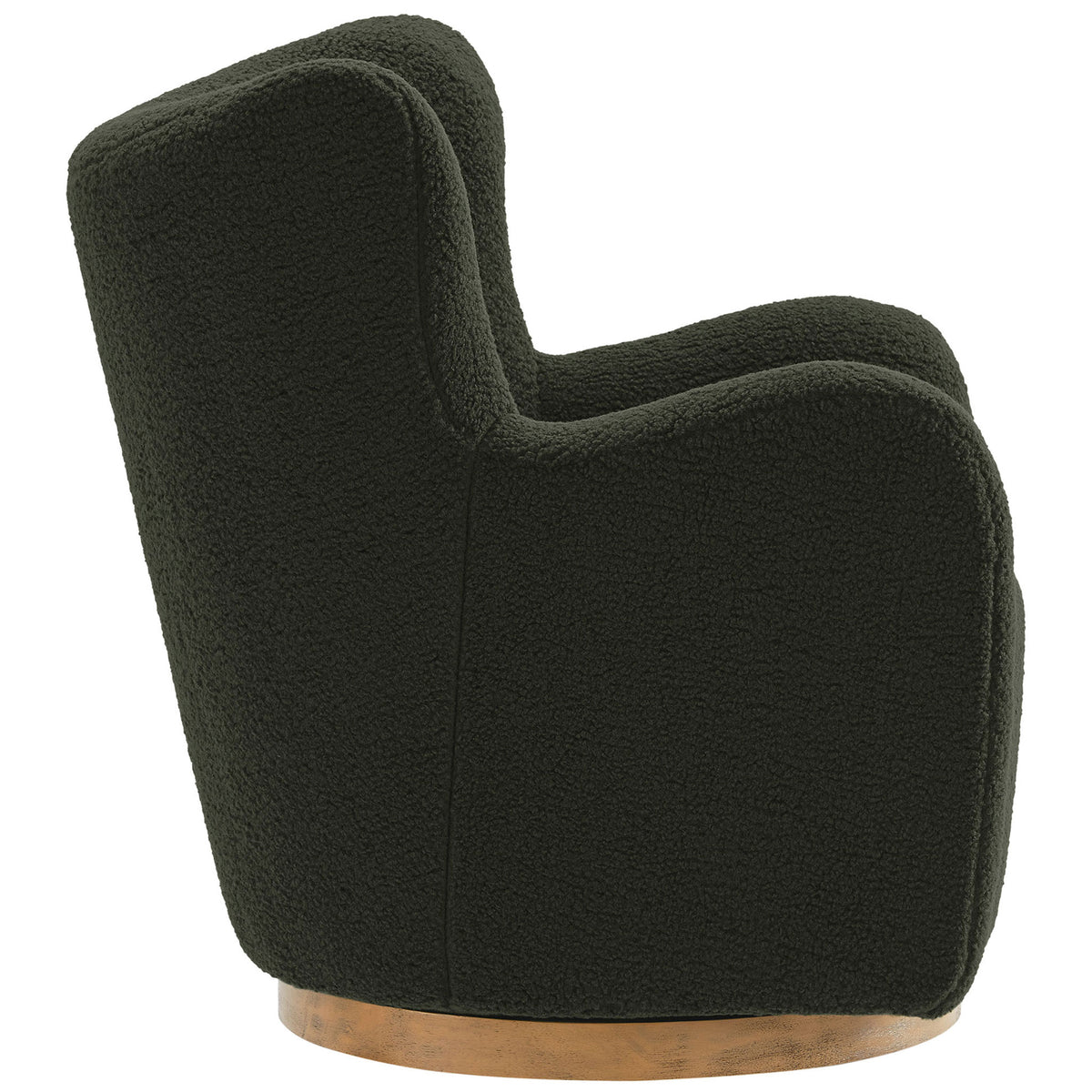 Curved wingback profile and plush armrests wrapped in textured sherpa for enveloping comfort || EEI-7105-FRN-WAL || side_studio