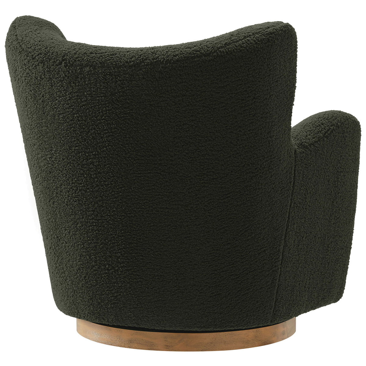 Sculpted wingback and cozy sherpa upholstery with continuous curves over a sturdy swivel base || EEI-7105-FRN-WAL || back_studio