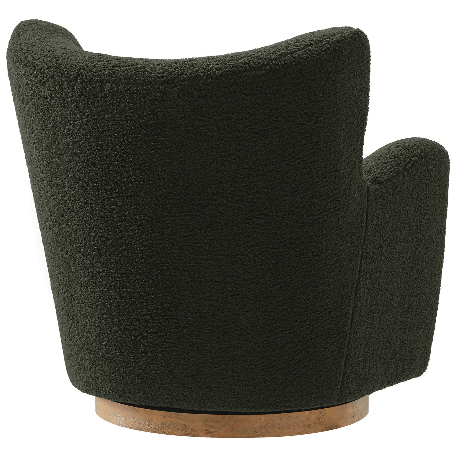 Sculpted wingback and cozy sherpa upholstery with continuous curves over a sturdy swivel base || EEI-7105-FRN-WAL || back_studio