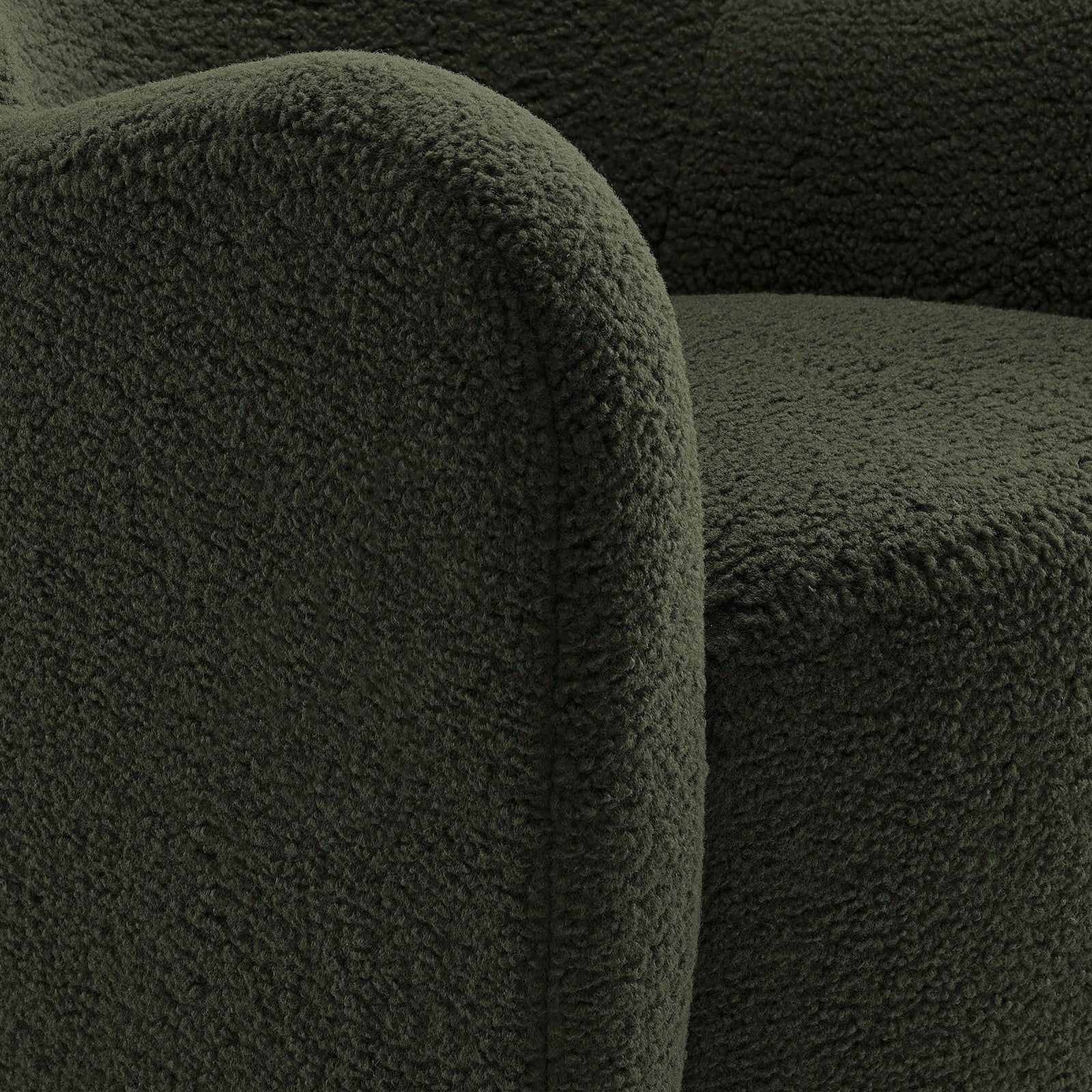 Soft sherpa texture and smoothly rounded arm for a cushioned, inviting feel || EEI-7105-FRN-WAL || detail_studio