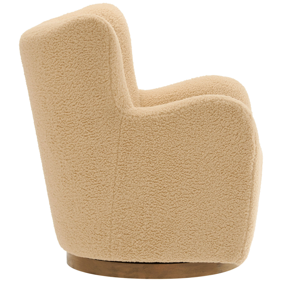 Gently contoured profile with plush sherpa upholstery and a space-saving, low-profile swivel base. || EEI-7105-IVO-WAL || side_studio
