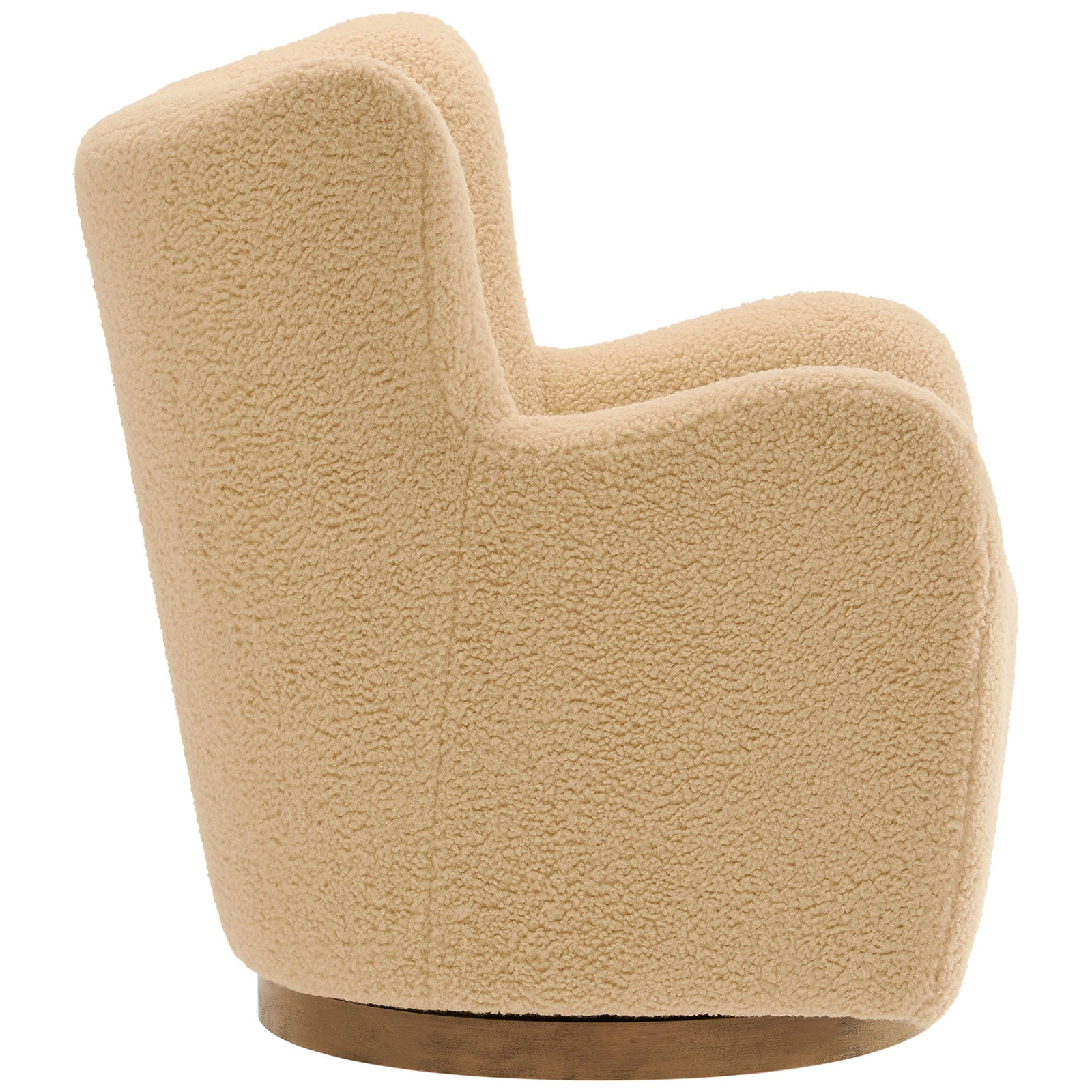 Gently contoured profile with plush sherpa upholstery and a space-saving, low-profile swivel base. || EEI-7105-IVO-WAL || side_studio