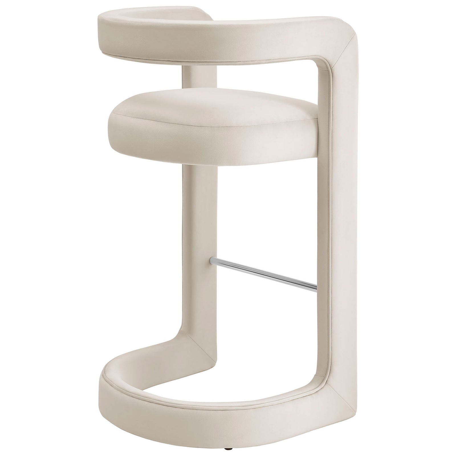 Elegant open-back silhouette with cushioned seat wrapped in performance velvet || EEI-7108-ALA || back_angle_studio