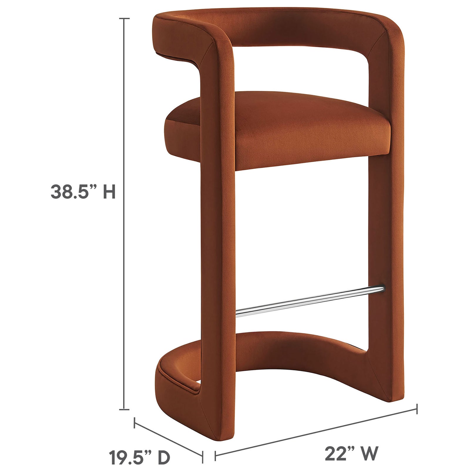 Bar-height proportions with a supportive seat and curved frame || EEI-7108-RUS || dimension_studio