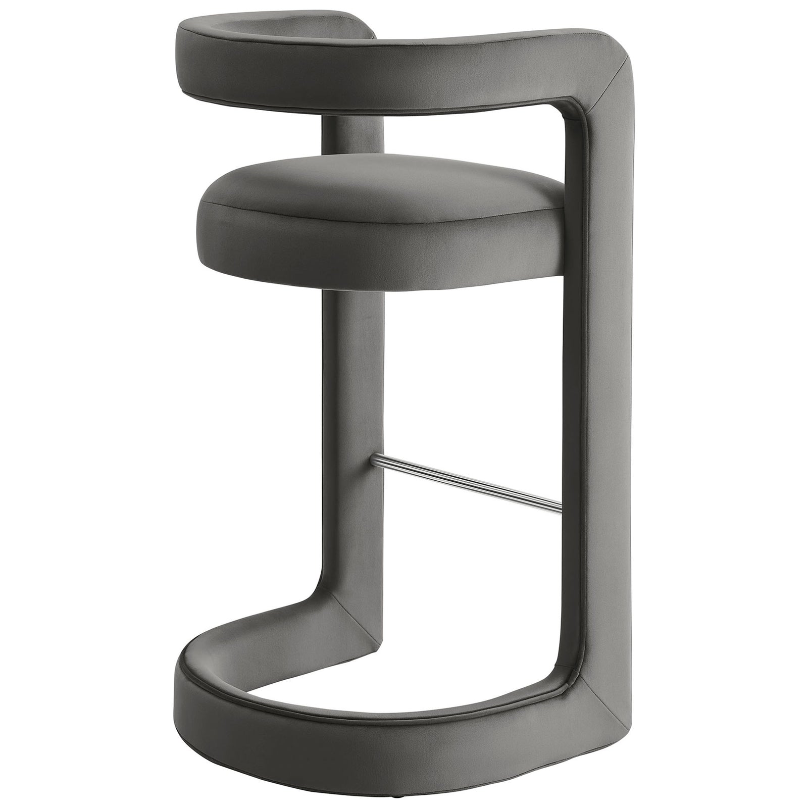 Open-back silhouette curves smoothly for supportive, contemporary seating || EEI-7108-STG || back_angle_studio
