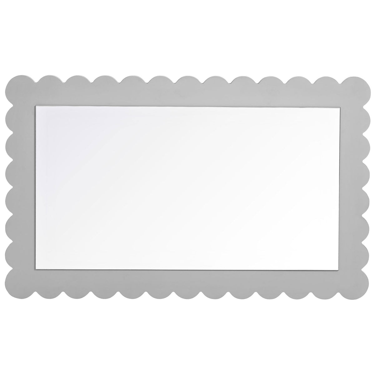 Light gray scalloped mirror displayed horizontally for a fun, modern accent || EEI-7116-LGR || front_studio