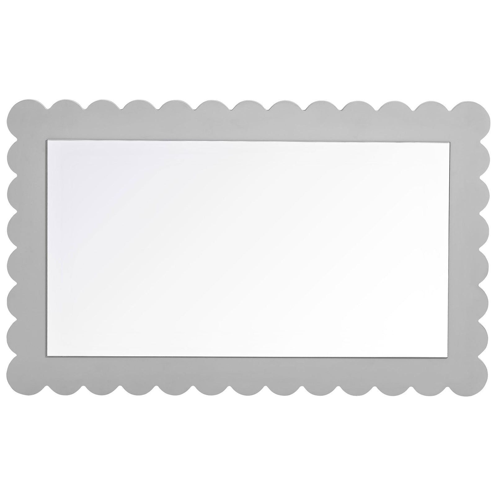 Light gray scalloped mirror displayed horizontally for a fun, modern accent || EEI-7116-LGR || front_studio