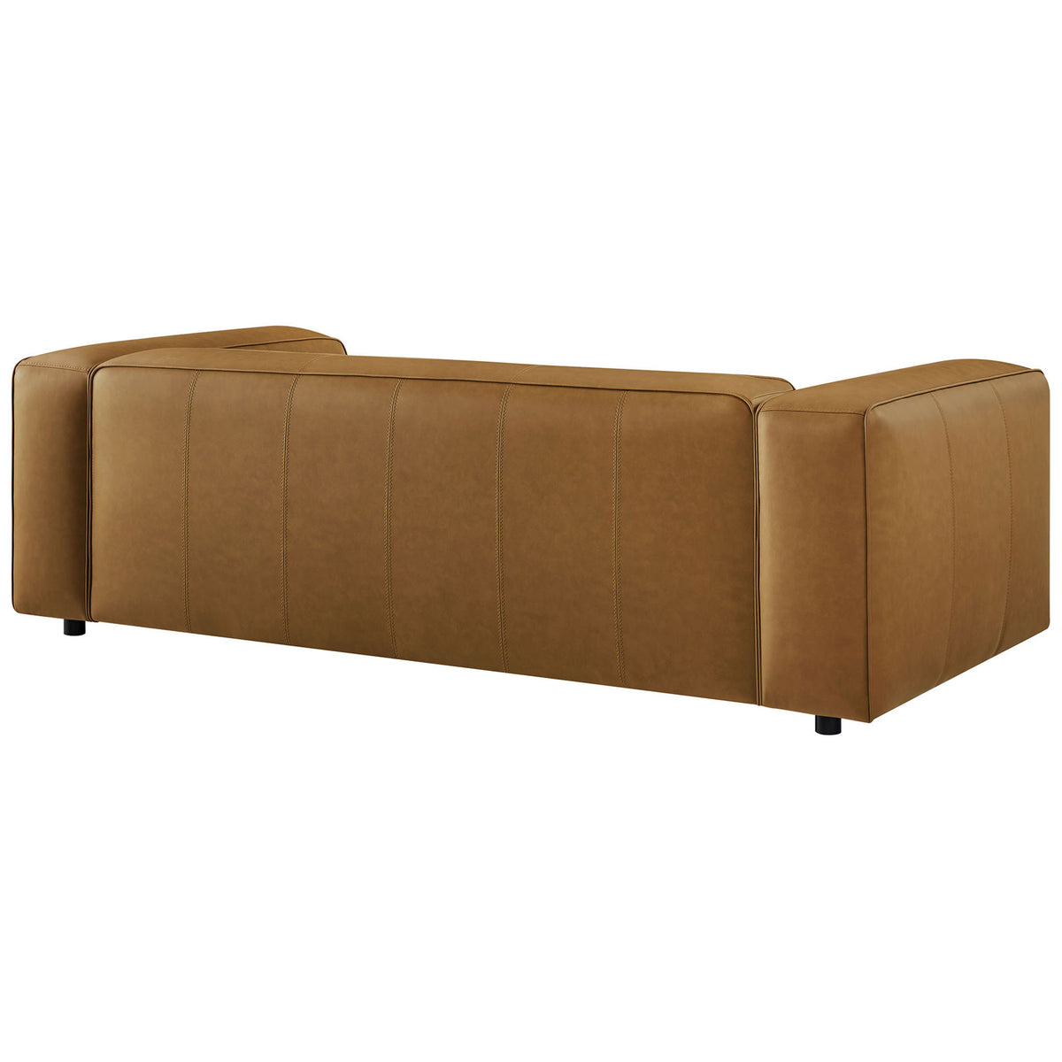 Smooth camel vegan leather back with clean paneling and subtle stitched detail || EEI-7119-CAM || back_angle_studio